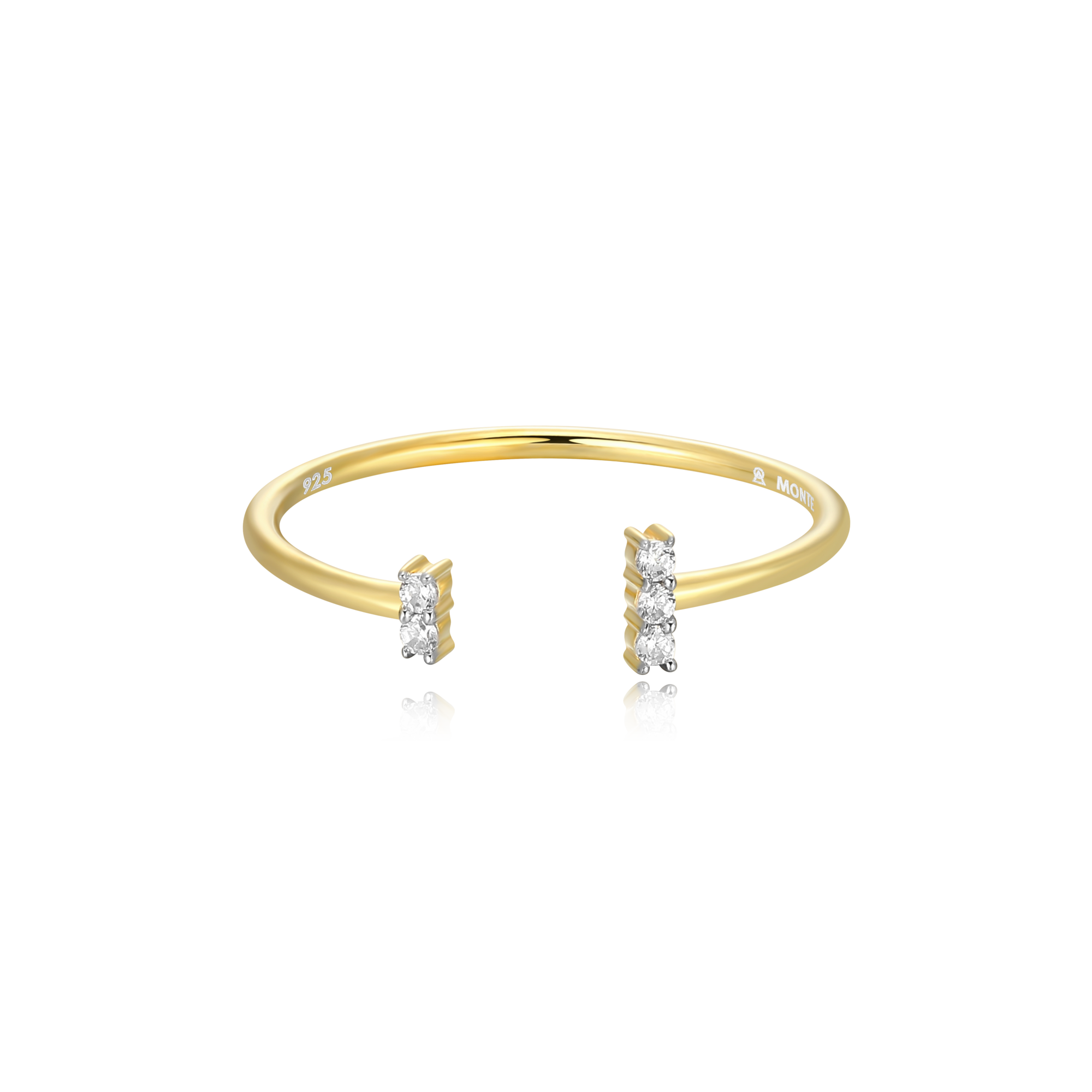 BR0084Y - Wide Parallel Open Ring in 14K Yellow Gold-Plated Sterling Silver - Size 8