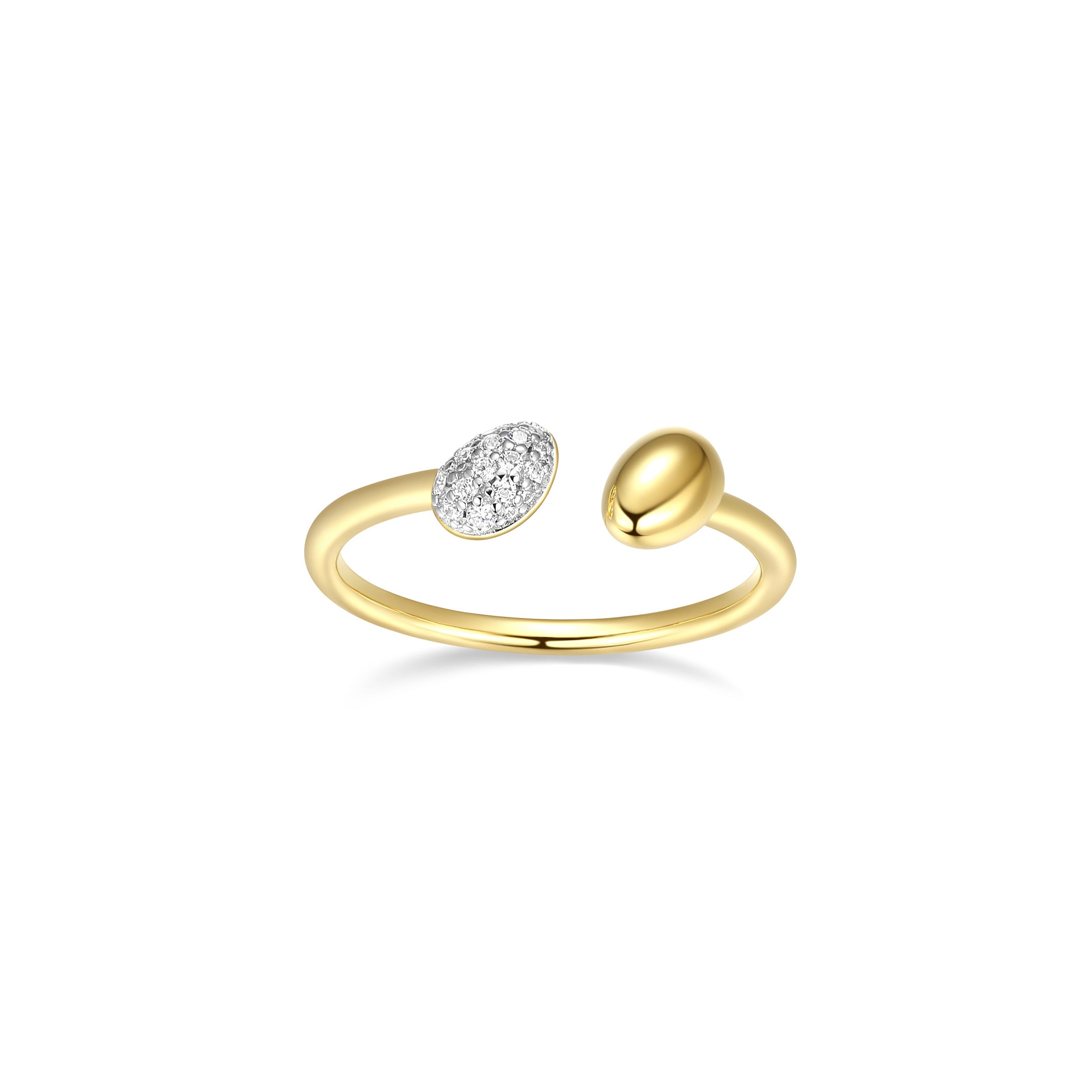 Diamondlite Cz "Sculpted Serenity" Open Ring In Sterling Silver With 18K Gold Plating - Size 6