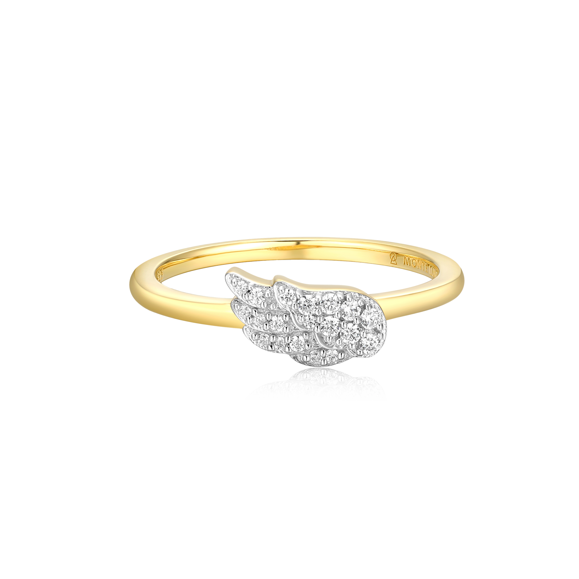 BR0040Y - Wing Statement Ring in 14K Yellow Gold-Plated Sterling Silver - Size 8