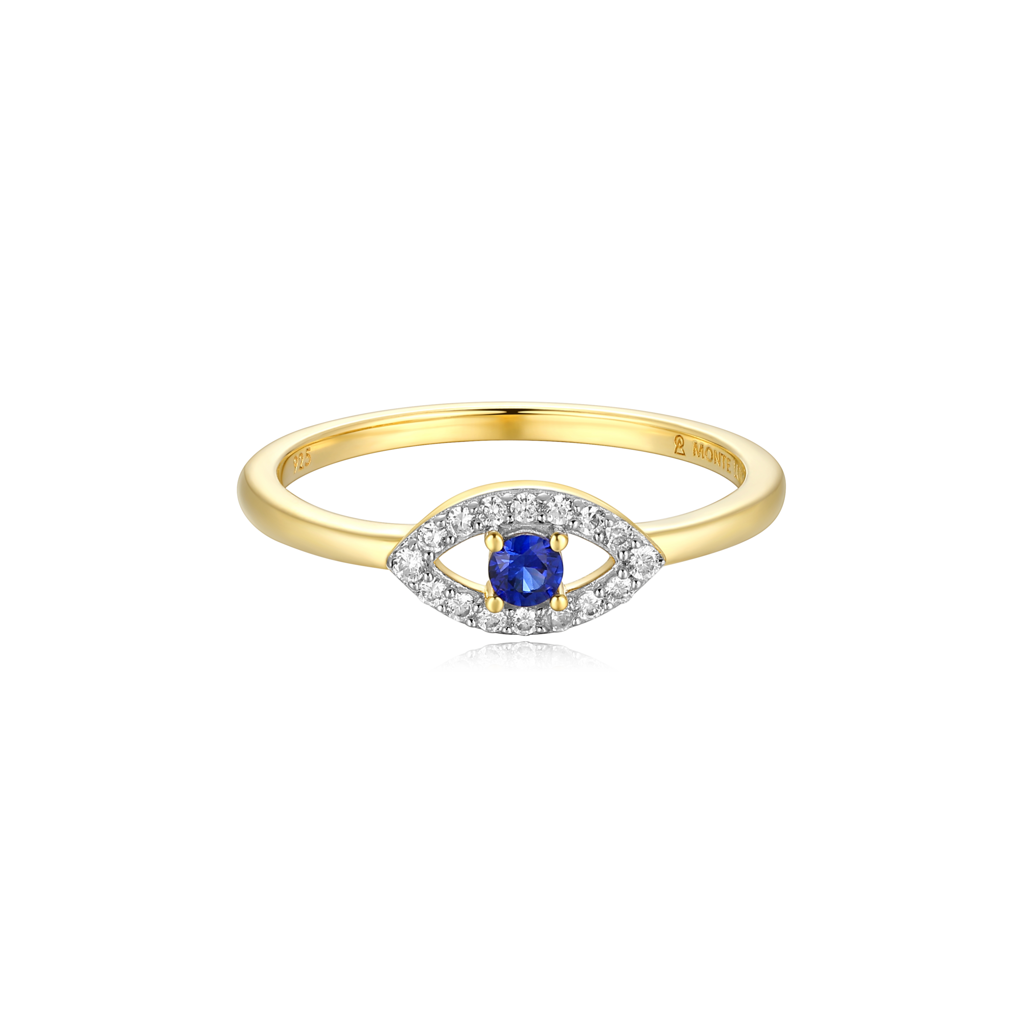 BR0028Y - Evil Eye Statement Ring in 14K Yellow Gold-Plated Sterling Silver