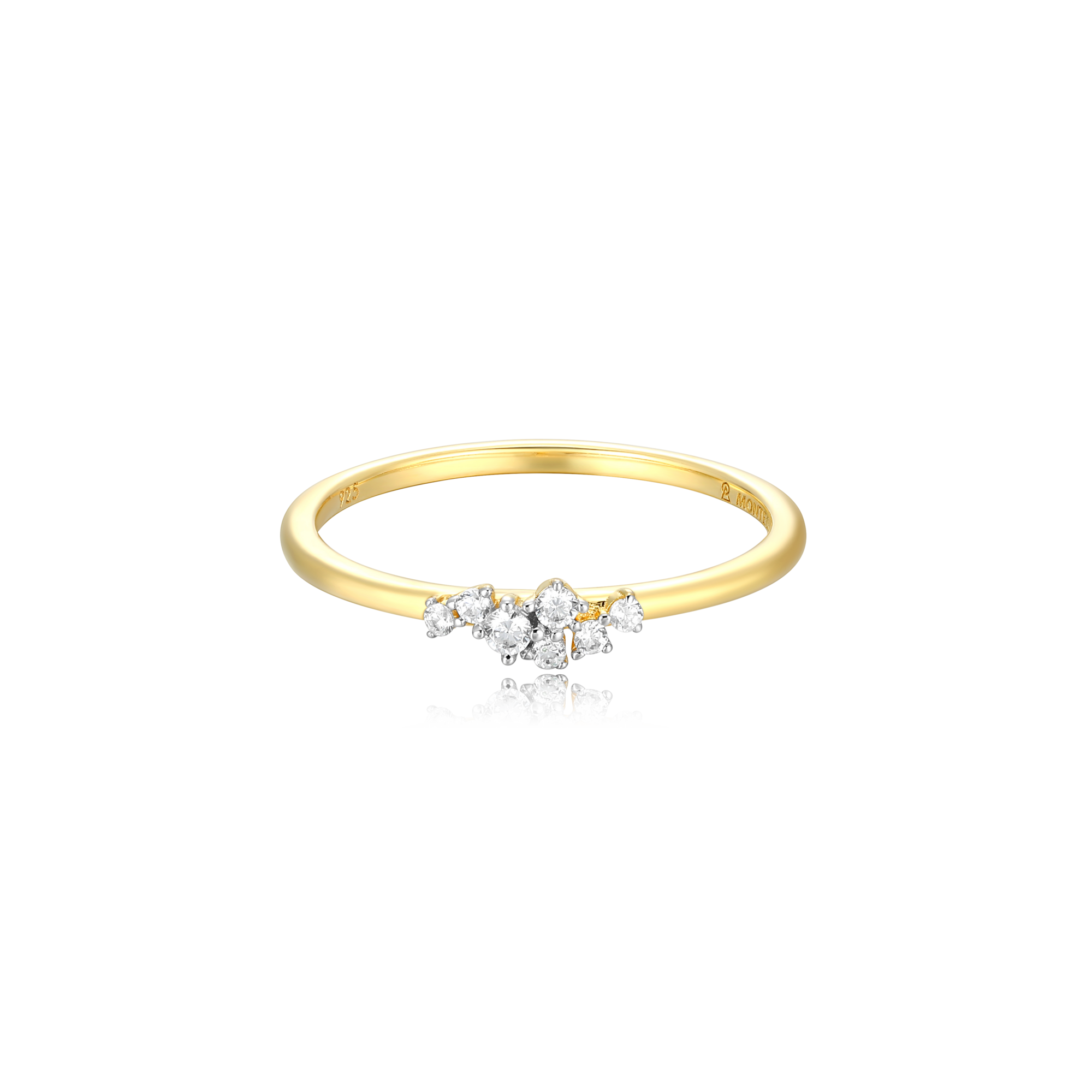 BR0052Y - Scattered Lab-Created Diamond Stackable Ring in 14K Yellow Gold-Plated Sterling Silver - Size 6