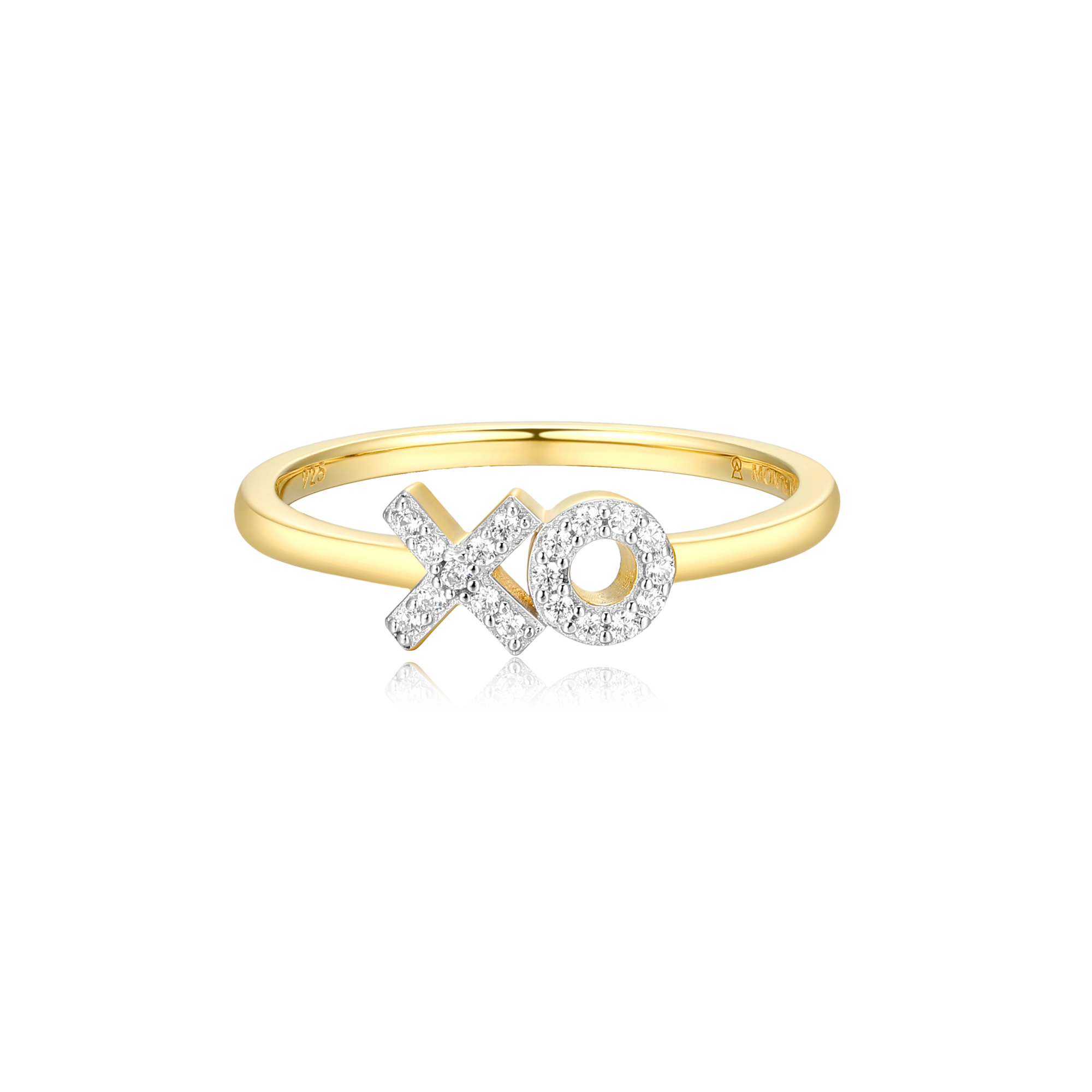 BR0005Y - XO Stackable Ring in 14K Yellow Gold-Plated Sterling Silver - Size 6