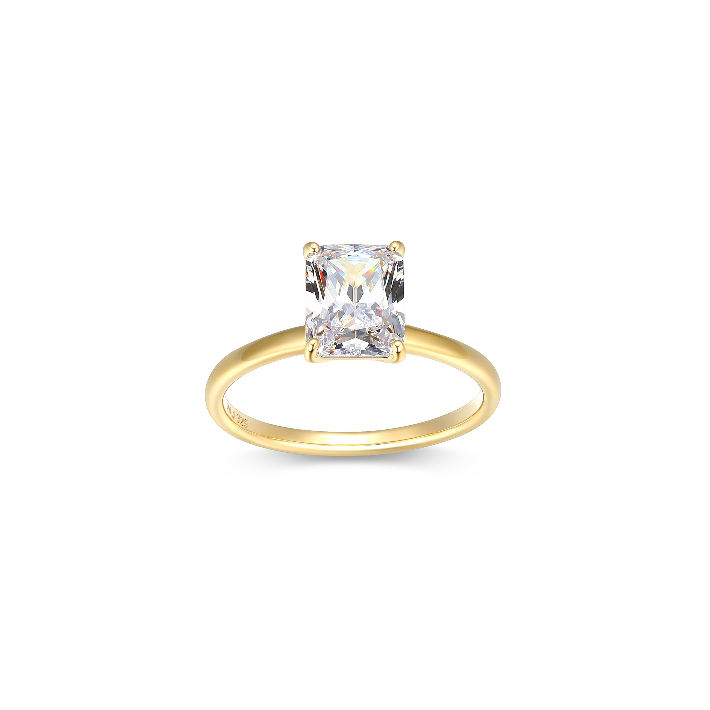 Ss Gp40(10K Color) Ring 3A Cz Em 8.5X6.5Mm - Size 7