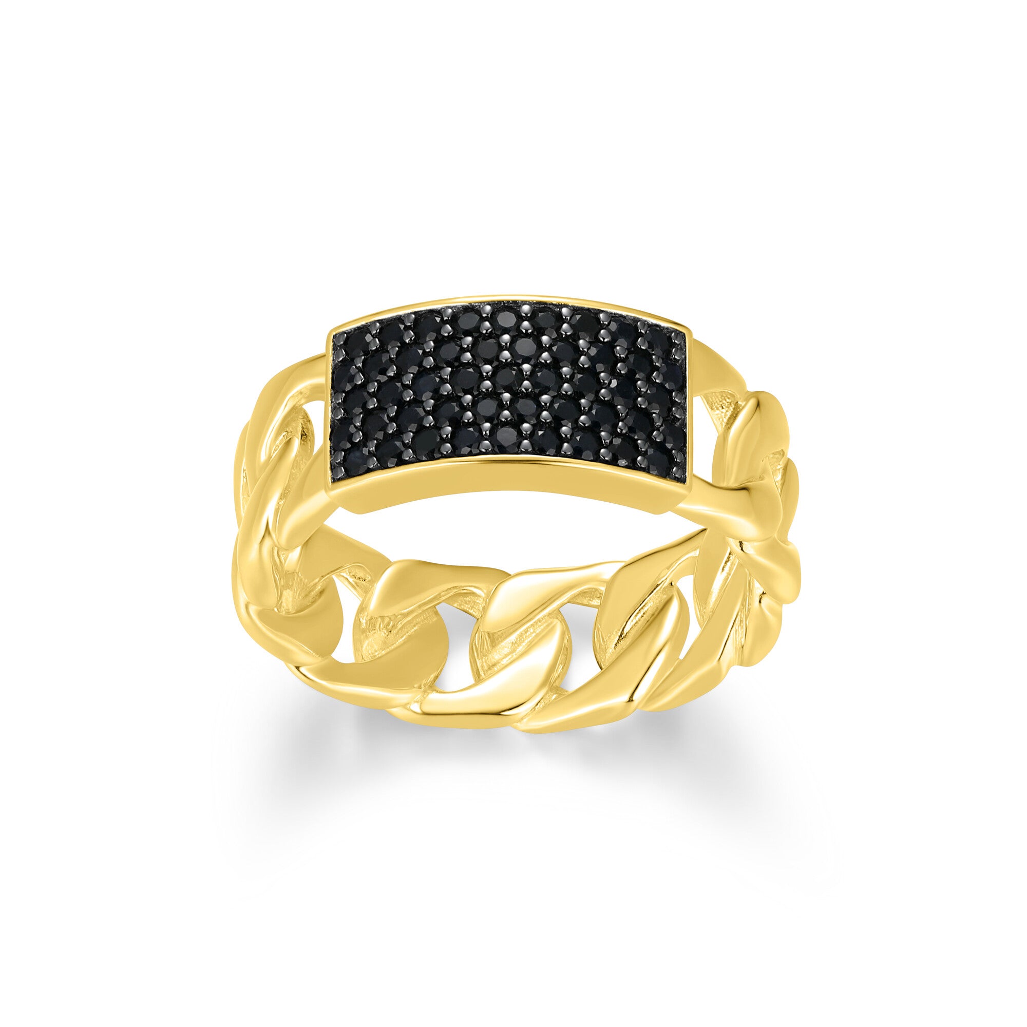 UR0119 - Links Genuine Black Sapphire Cuban Chain Ring