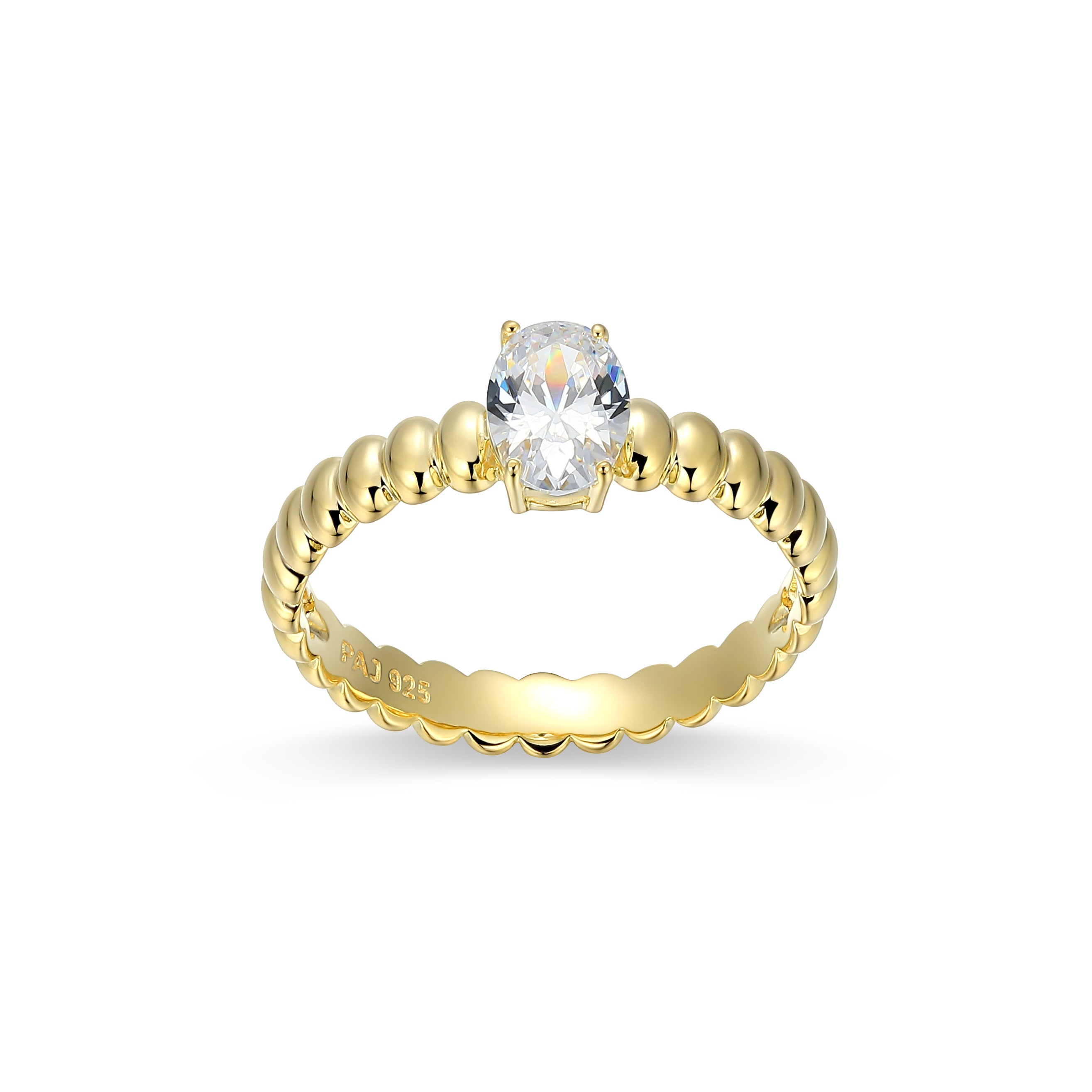 RR0190Y - Oval-Cut CZ Domed Band Ring - Size 6