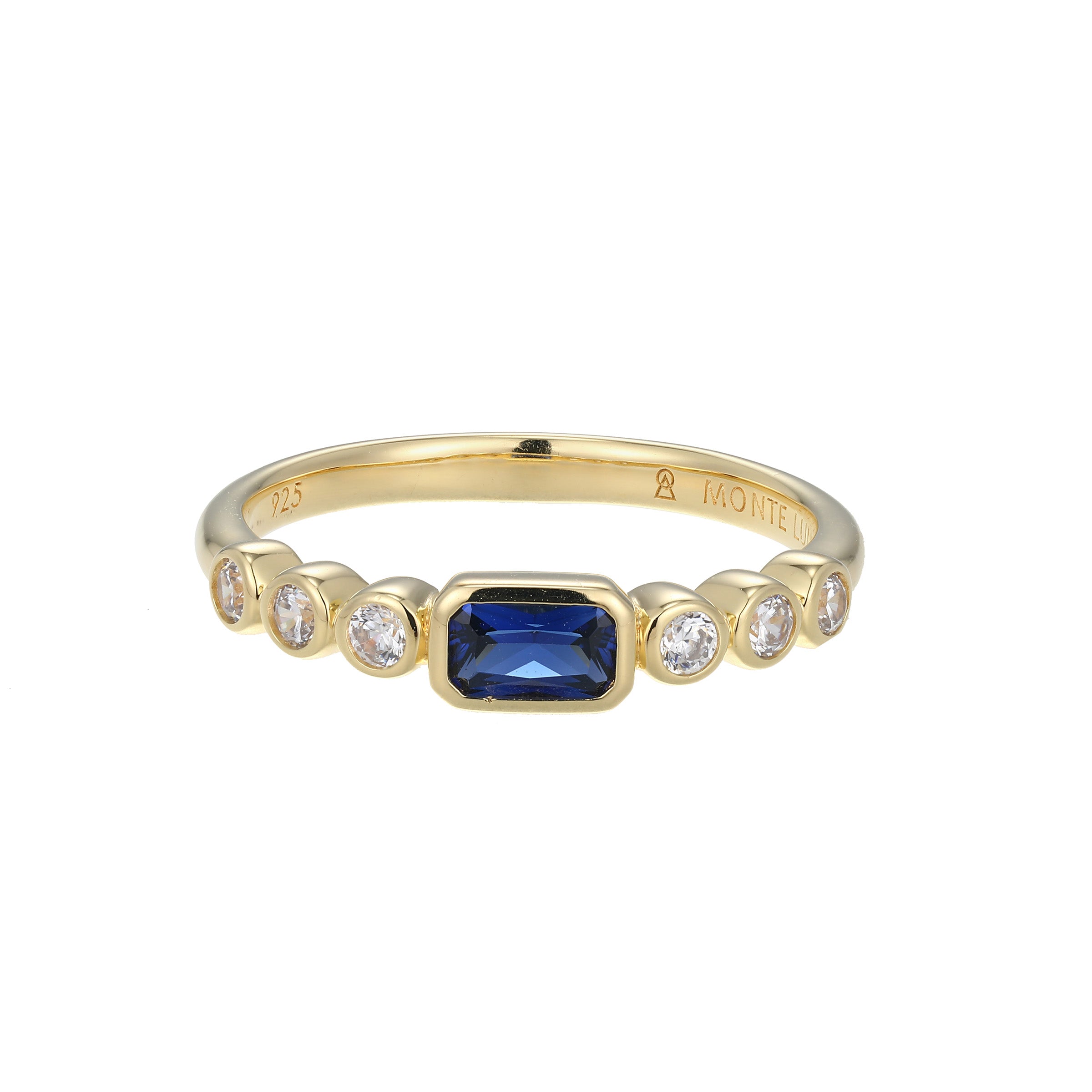BR0252Y - Lab-Created Blue Sapphire & Lab-Created Diamond Ring - Size 6