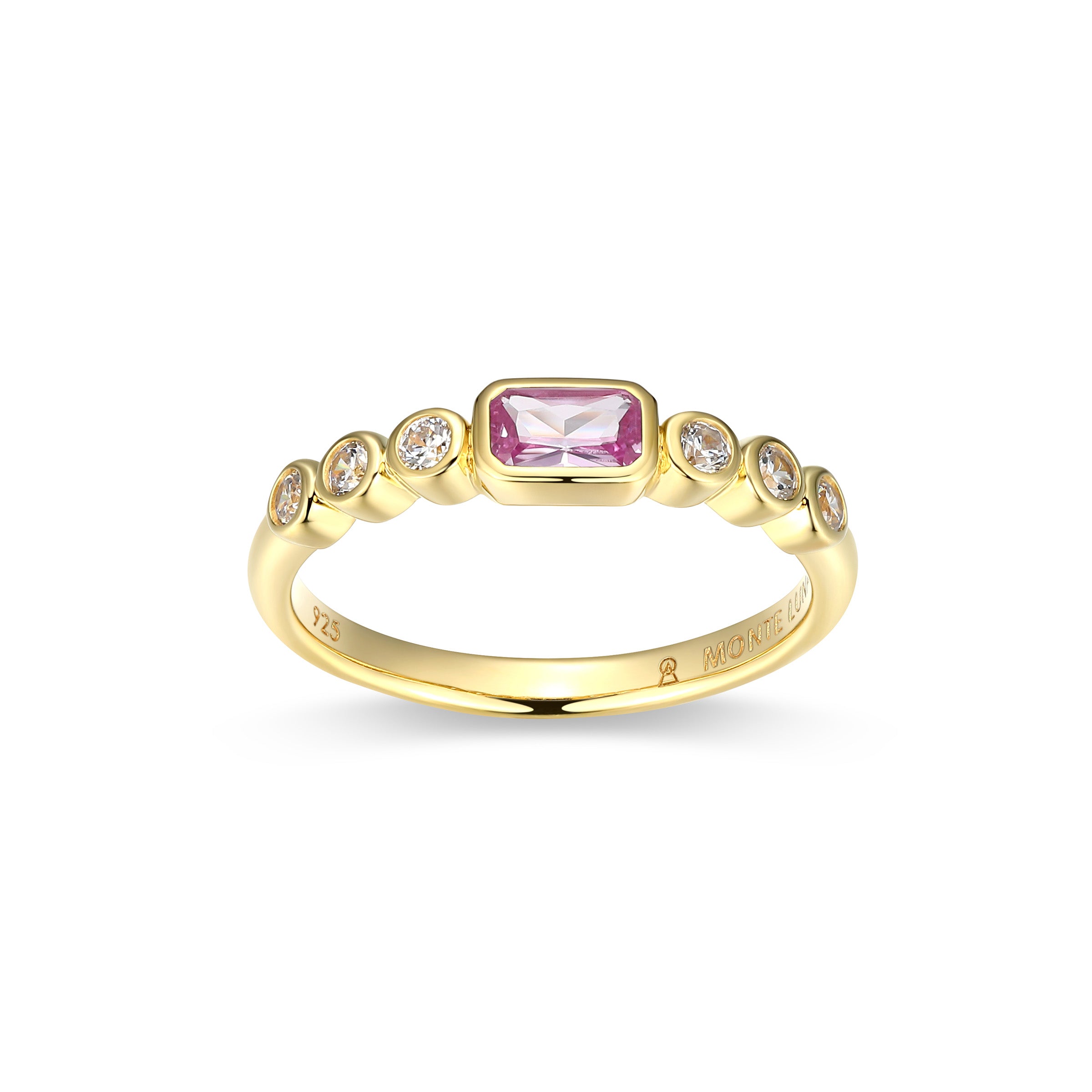 BR0253Y - Lab-Created Pink Sapphire & Lab-Created Diamond Ring - Size 7