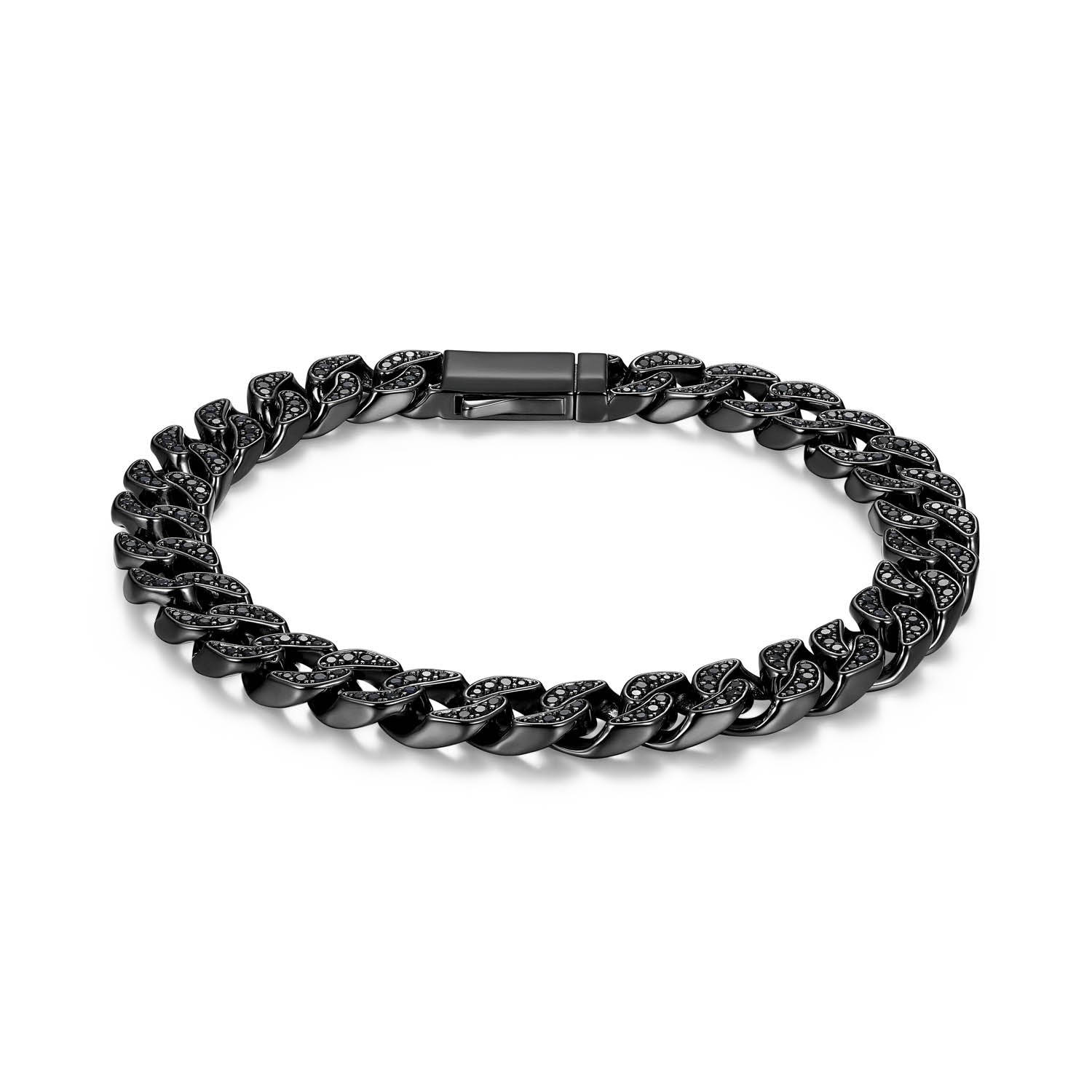 UB0058 - Links Genuine Black Sapphire Gunmetal - Plated Sterling Silver Bracelet