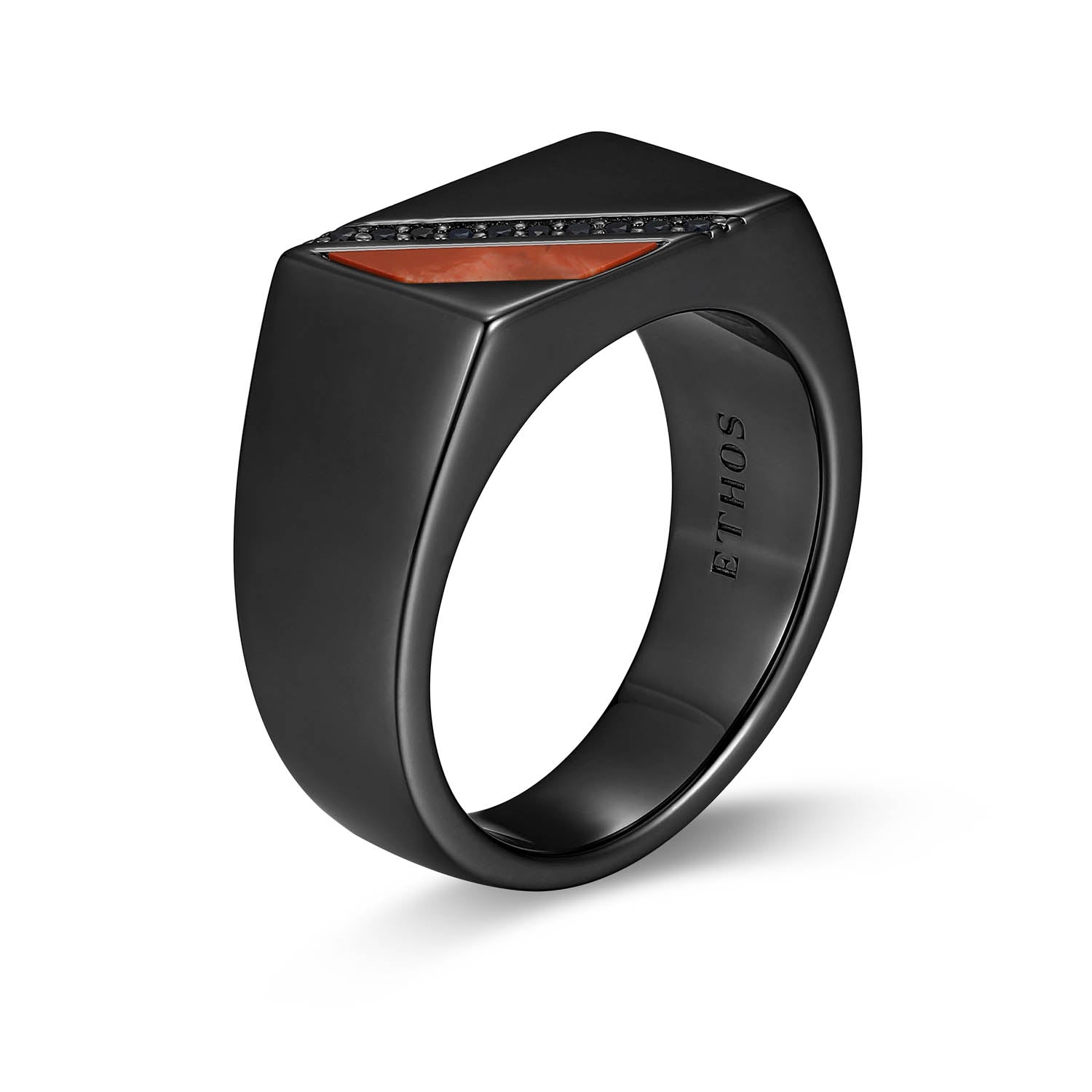 UR0073 - Crimson Gunmetal Finish Sterling Silver Ring