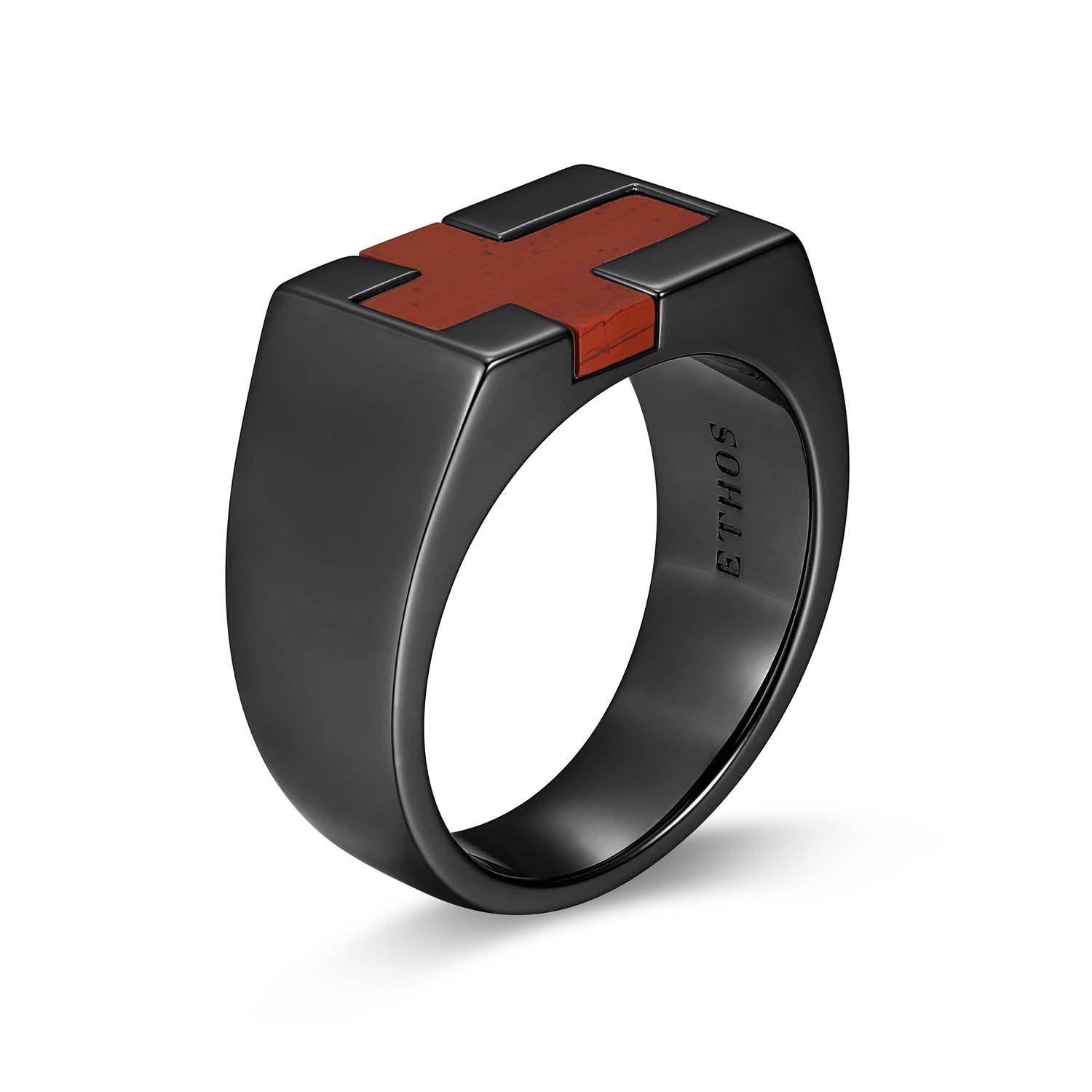 UR0074 - Crimson Gunmetal Finish Sterling Silver Ring
