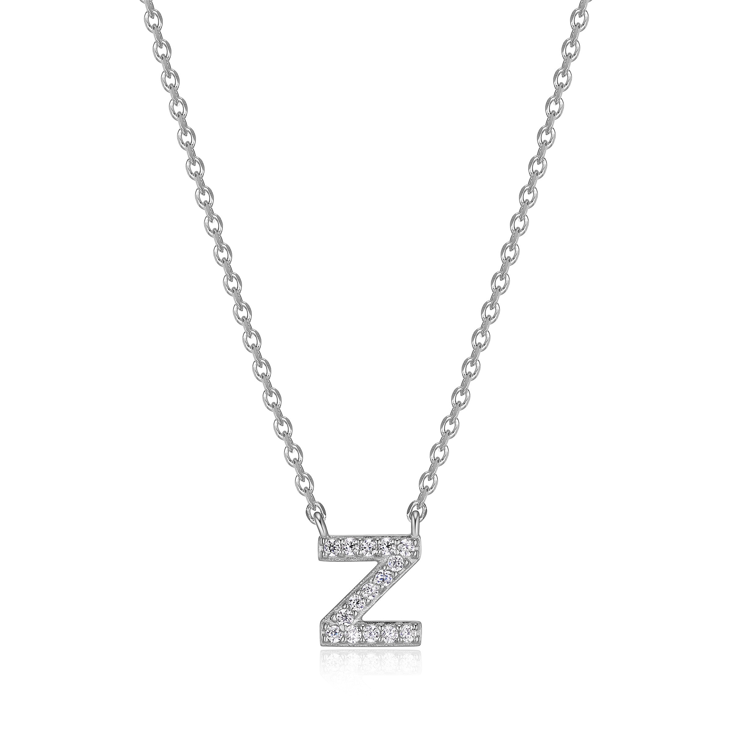 Diamondlite Cz Mini Initial Z Necklace In Sterling Silver. 18".