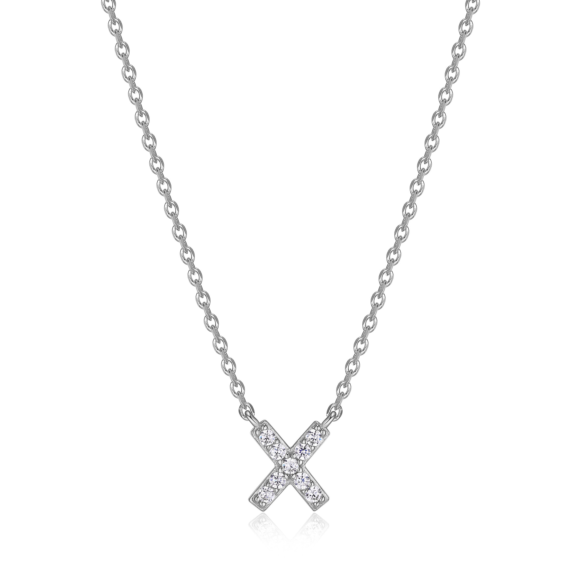 Diamondlite Cz Mini Initial X Necklace In Sterling Silver. 18".