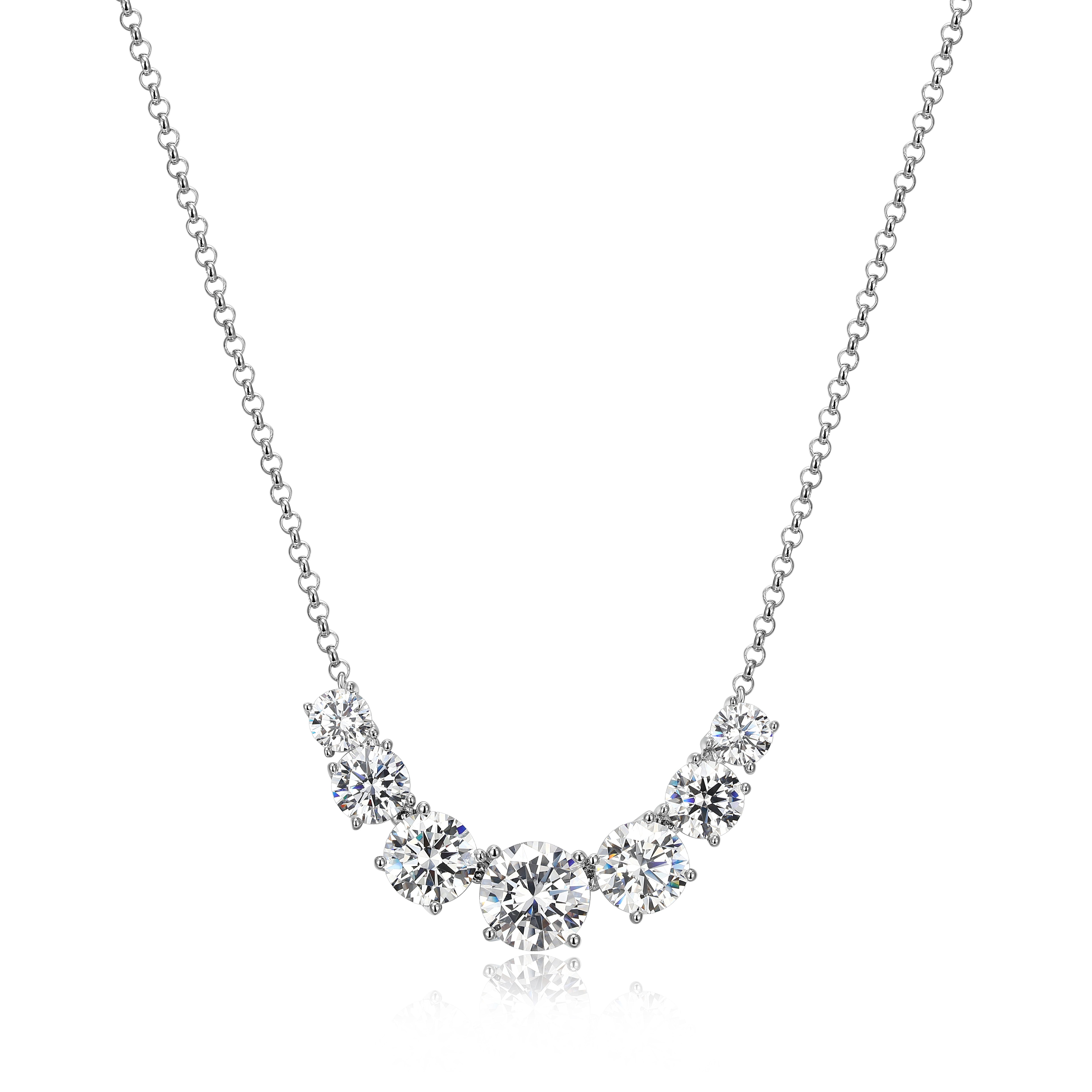 RN0212 - Graduated CZ Curve Necklace