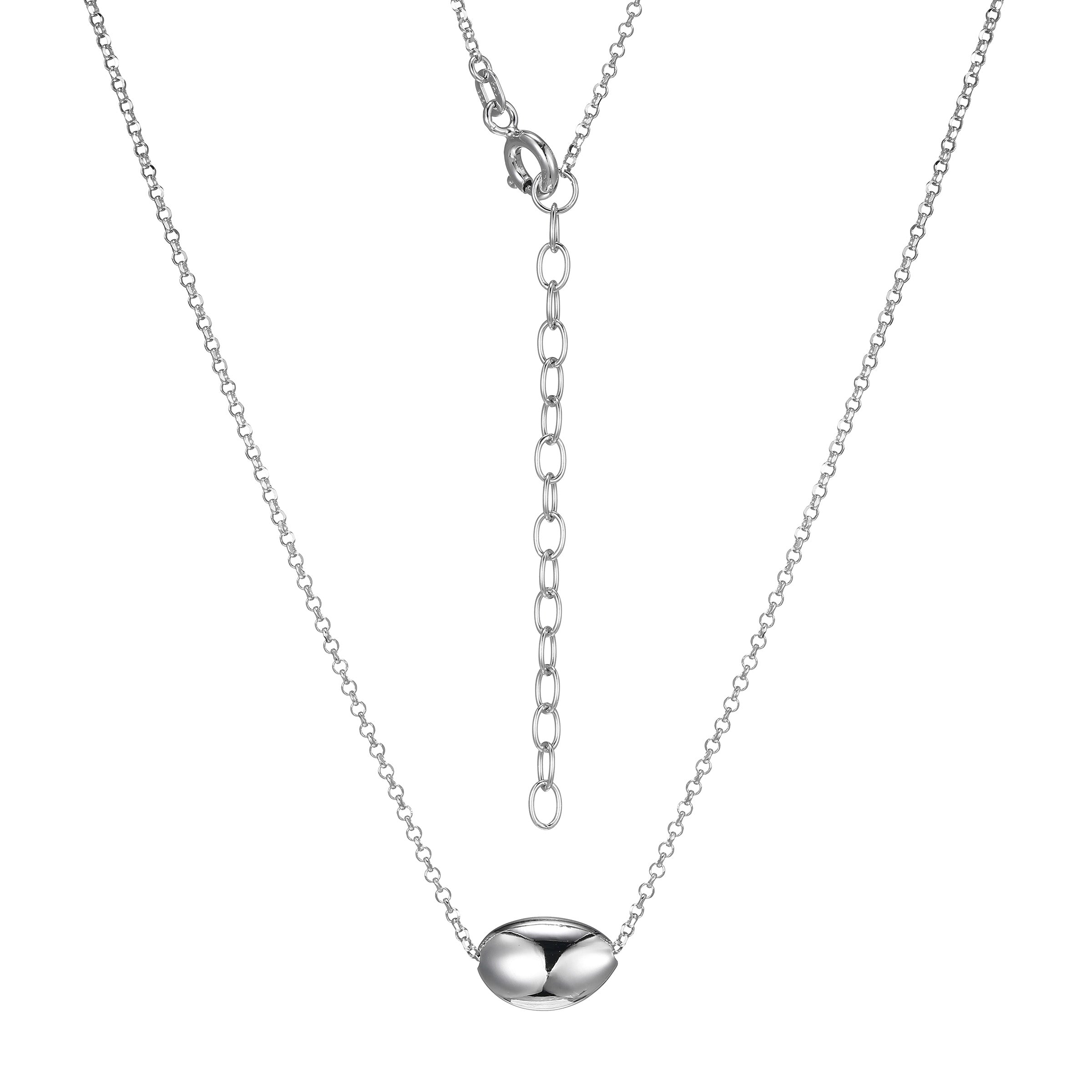 Ss Rhod Pltd Neck No Stone 1.2Mm Faceted Rolo Chain 16" Ext 2"