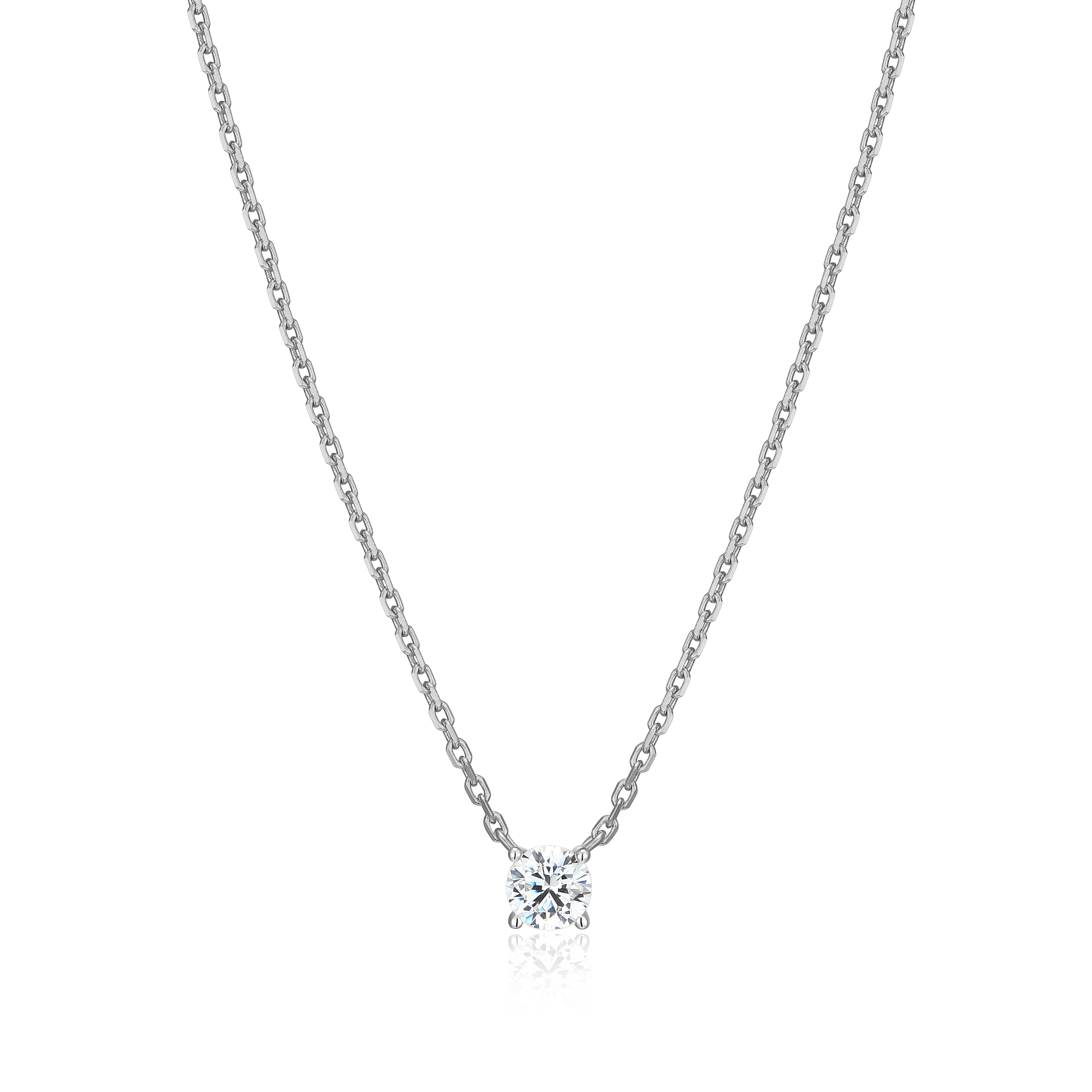 MN0115W - Essentials Small Solitaire Lab-Created Diamond Necklace