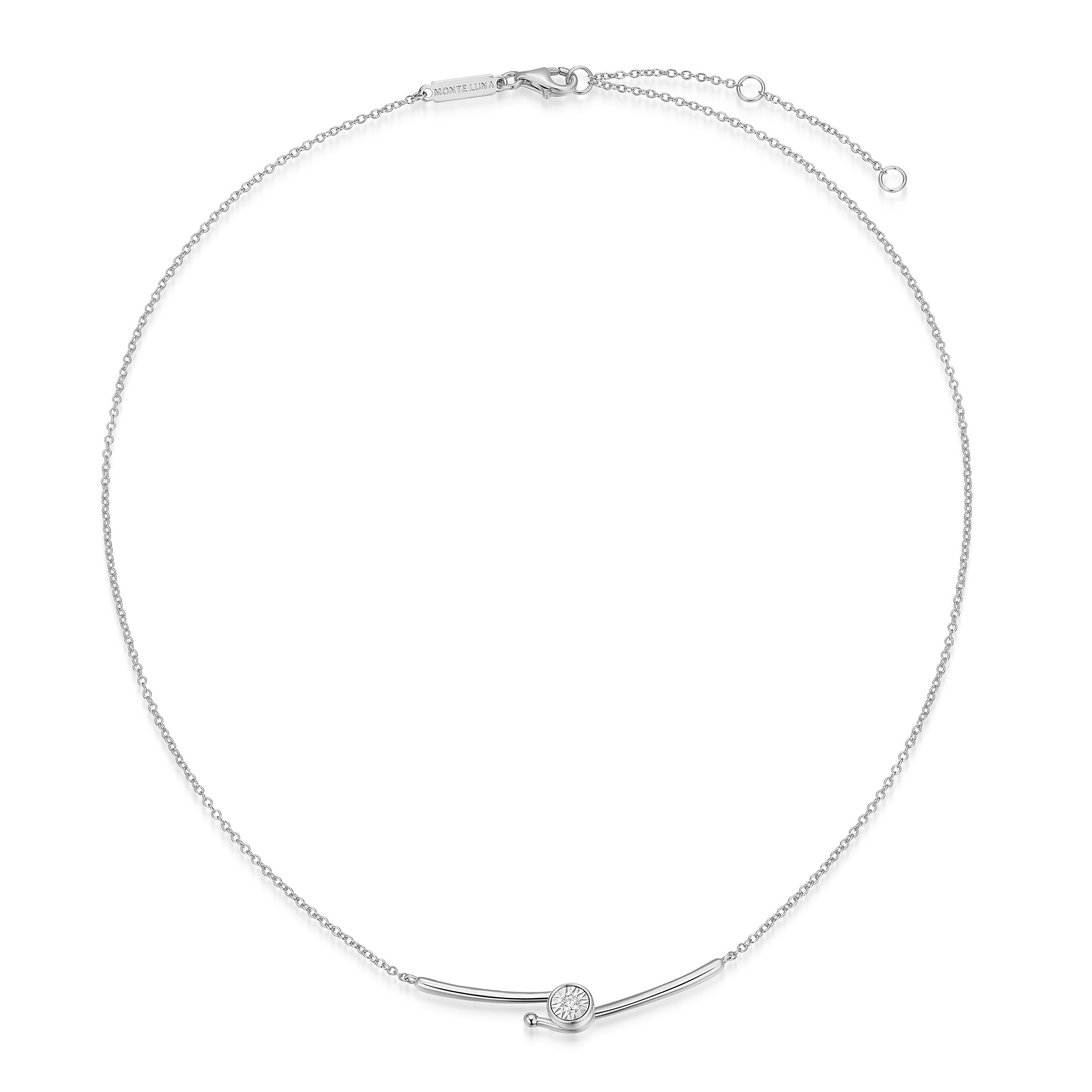 BN0258W - Bezel-Set Lab-Created Diamond Necklace