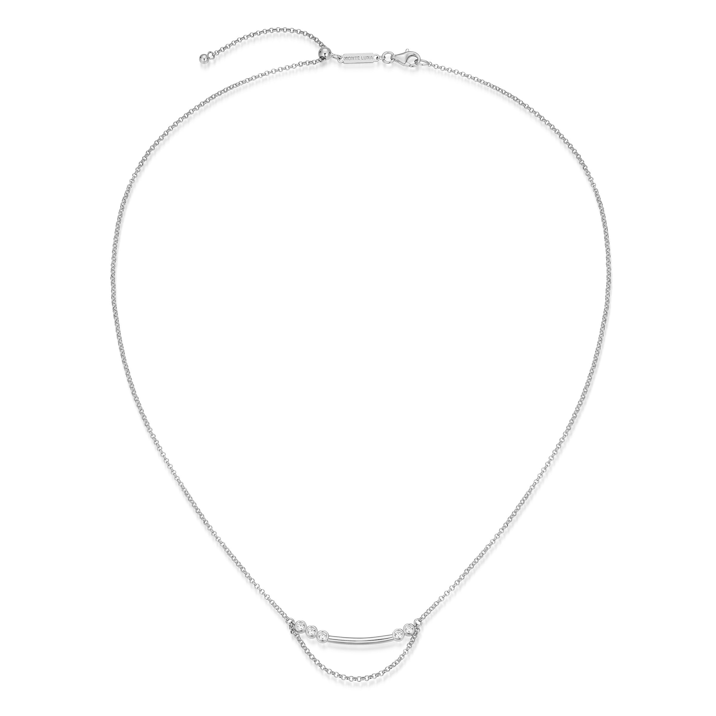 BN0254W - Lab-Created Diamond Bar Bolo Necklace