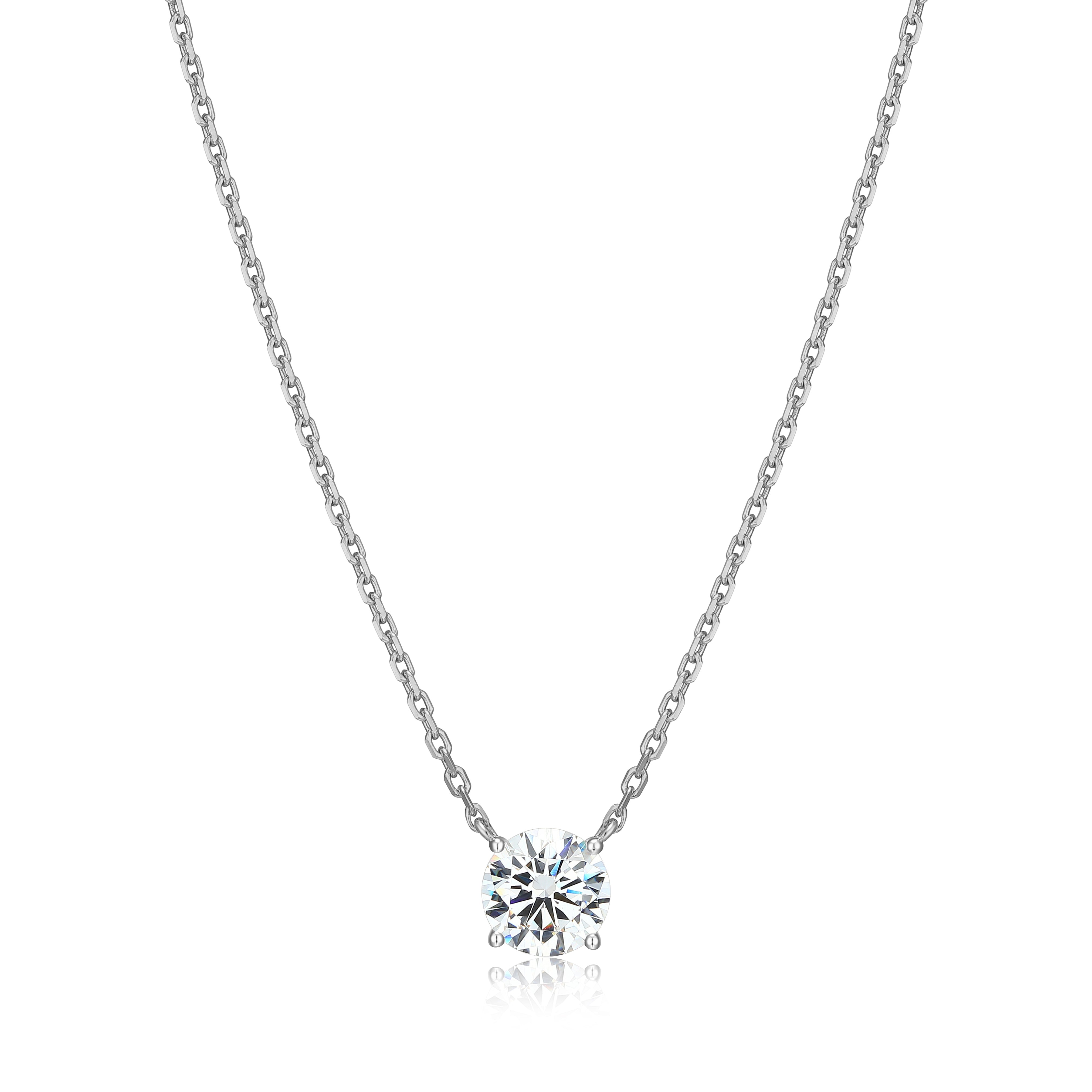 MN0117W - Essentials Large Solitaire Lab-Created Diamond Necklace