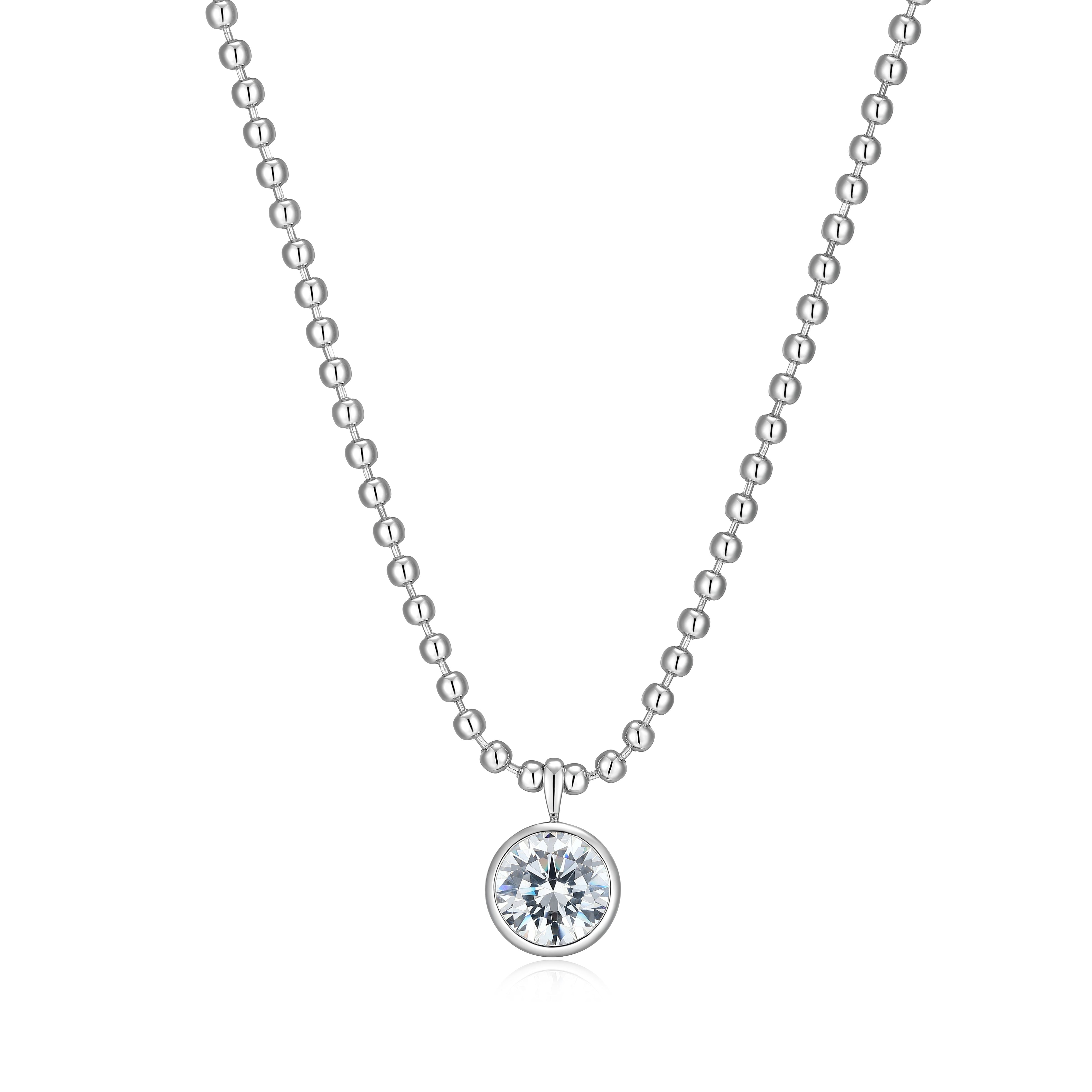 RN0182 - Round-Cut CZ Beaded Necklace