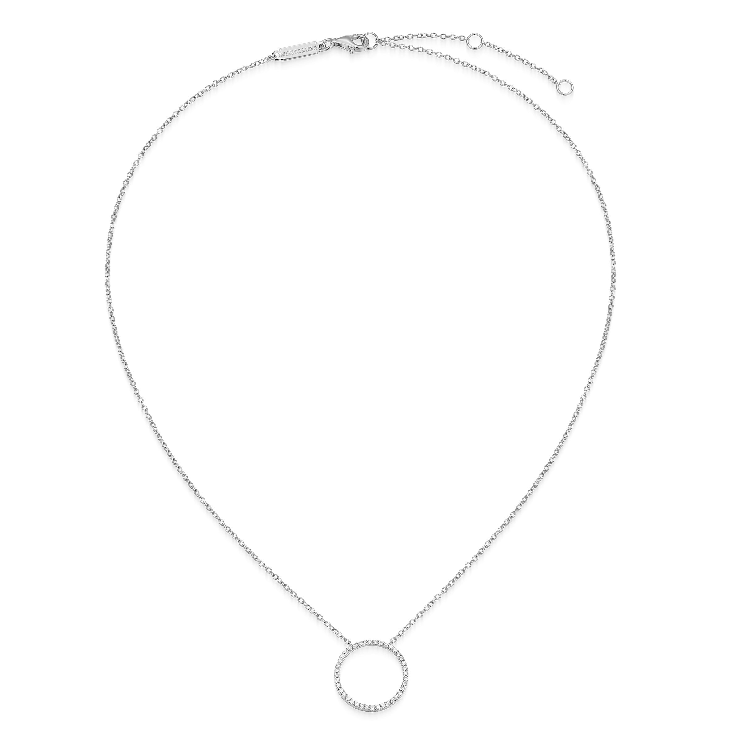 BN0275W - Open Circle Lab-Created Diamond Bolo Necklace
