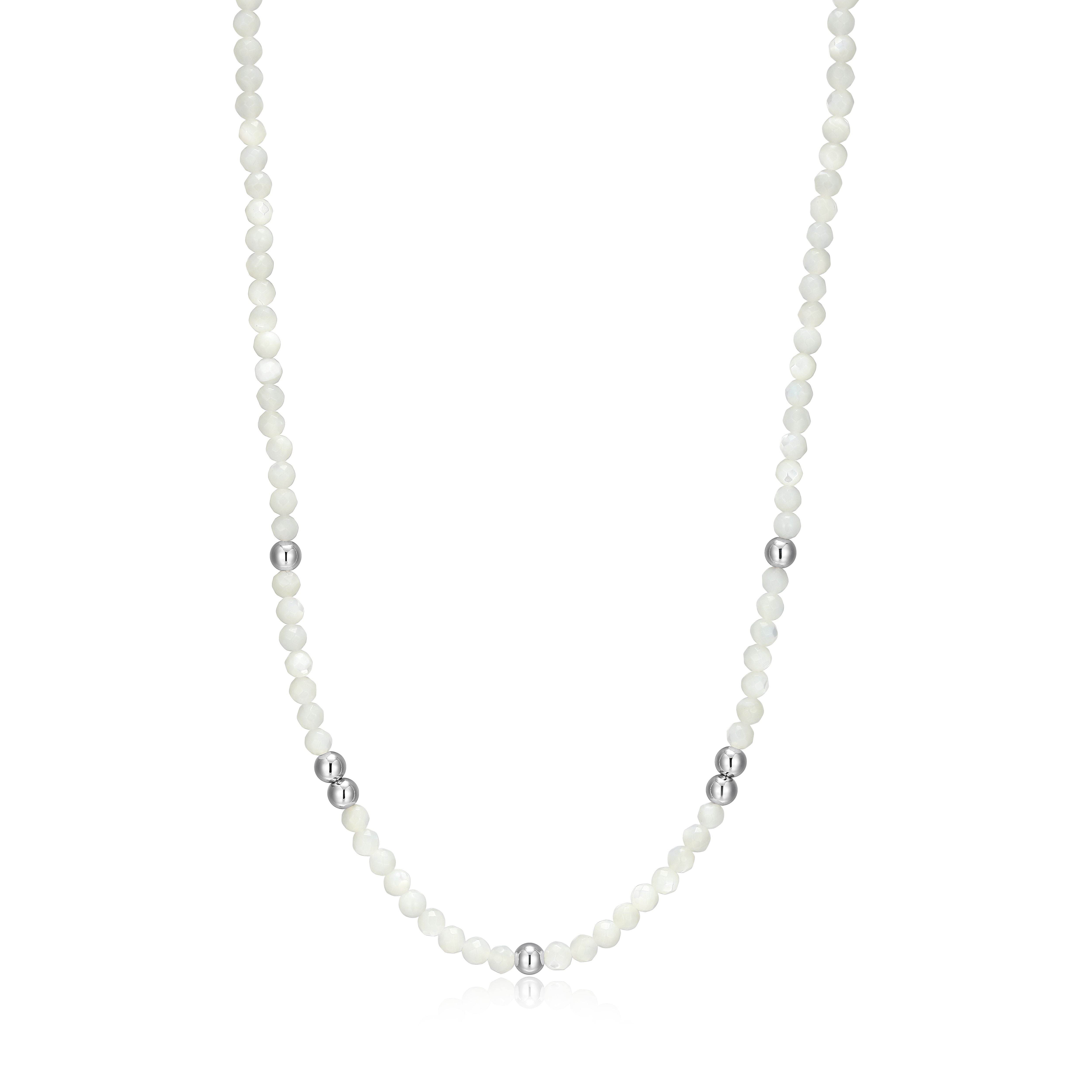 RN0205 - Mother-of-Pearl & Sterling Silver Beaded Necklace