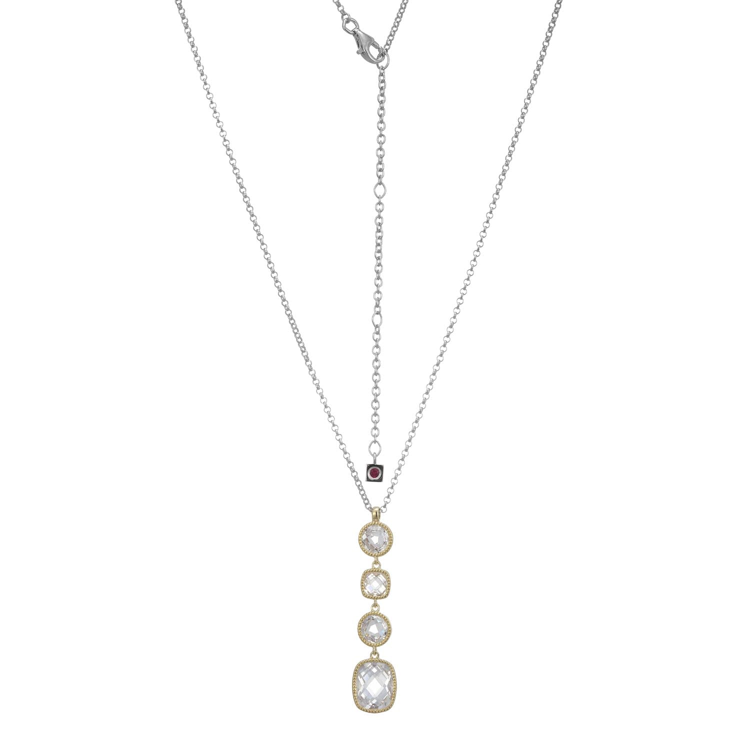 This Essence Collection Necklace In Yellow Gold-Plated Silver Showcases Four Faceted Zirconia Stones In Alternating Shapes Descending Into A Delicate Chain. Their Exquisite Arrangement Complements Any Sophisticated Look For Special Occasions.