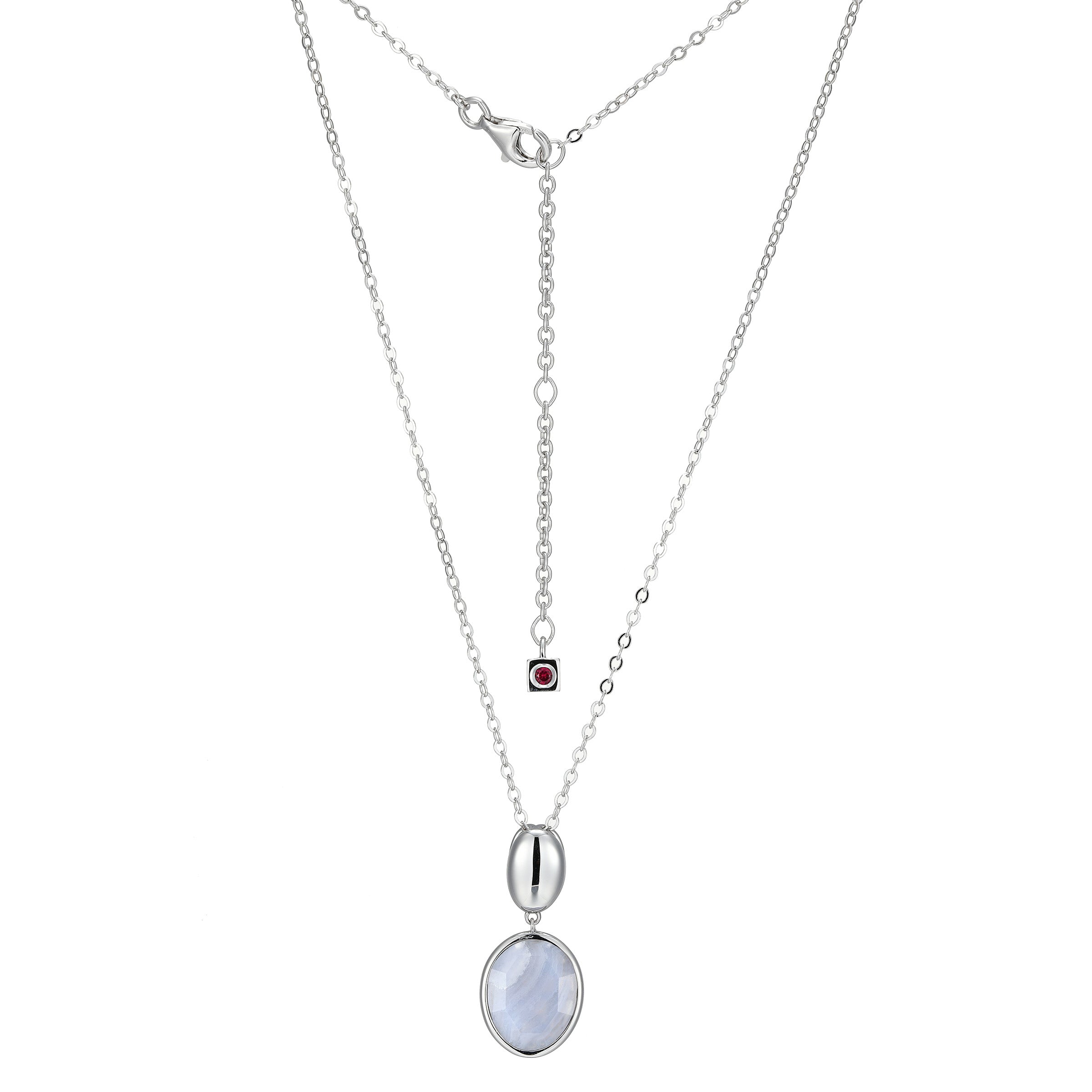 LN0239 - Riviere Blue Lace Agate Pendant Necklace