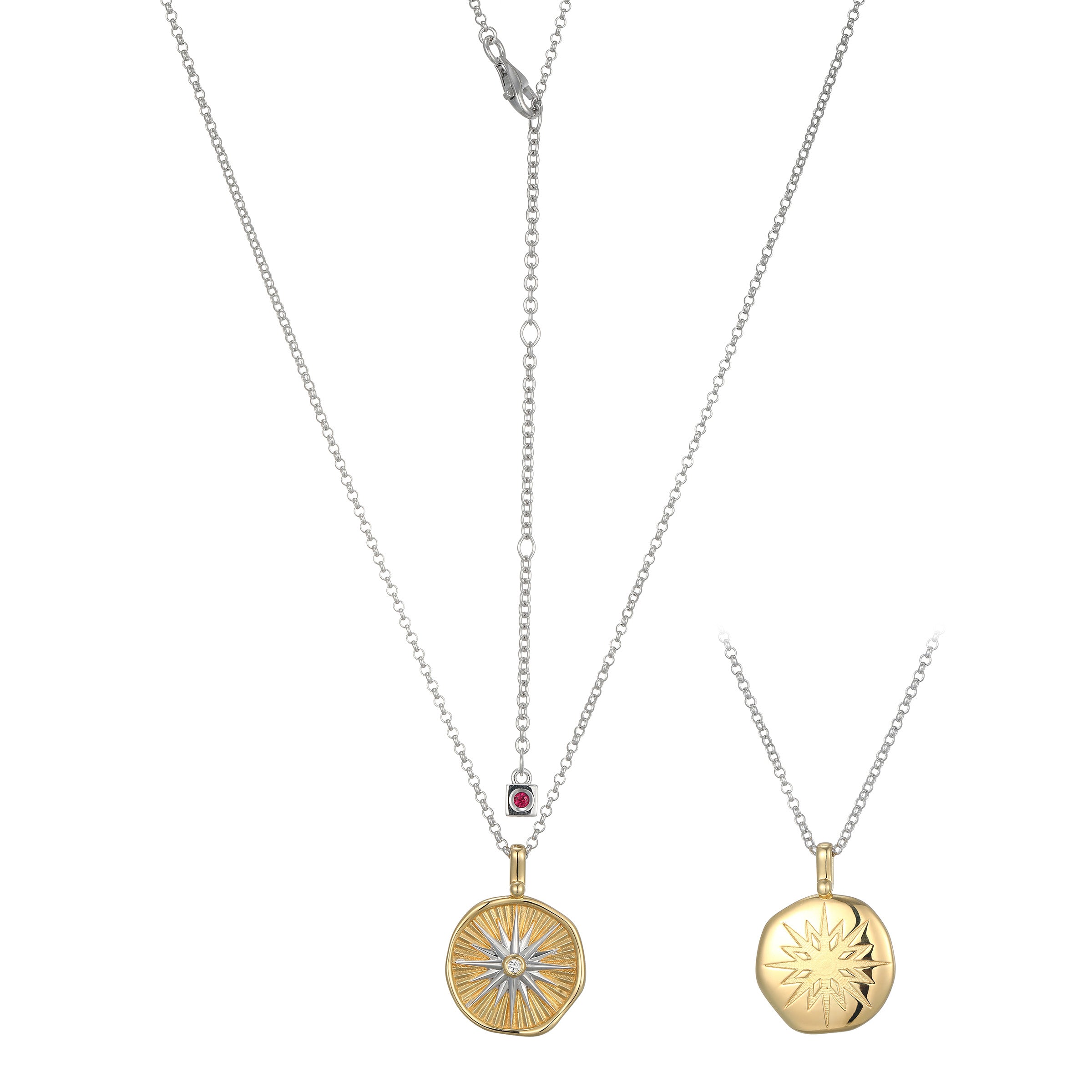 LN0262 - Bohemian Star Lab-Created White Sapphire Reversible Pendant Necklace