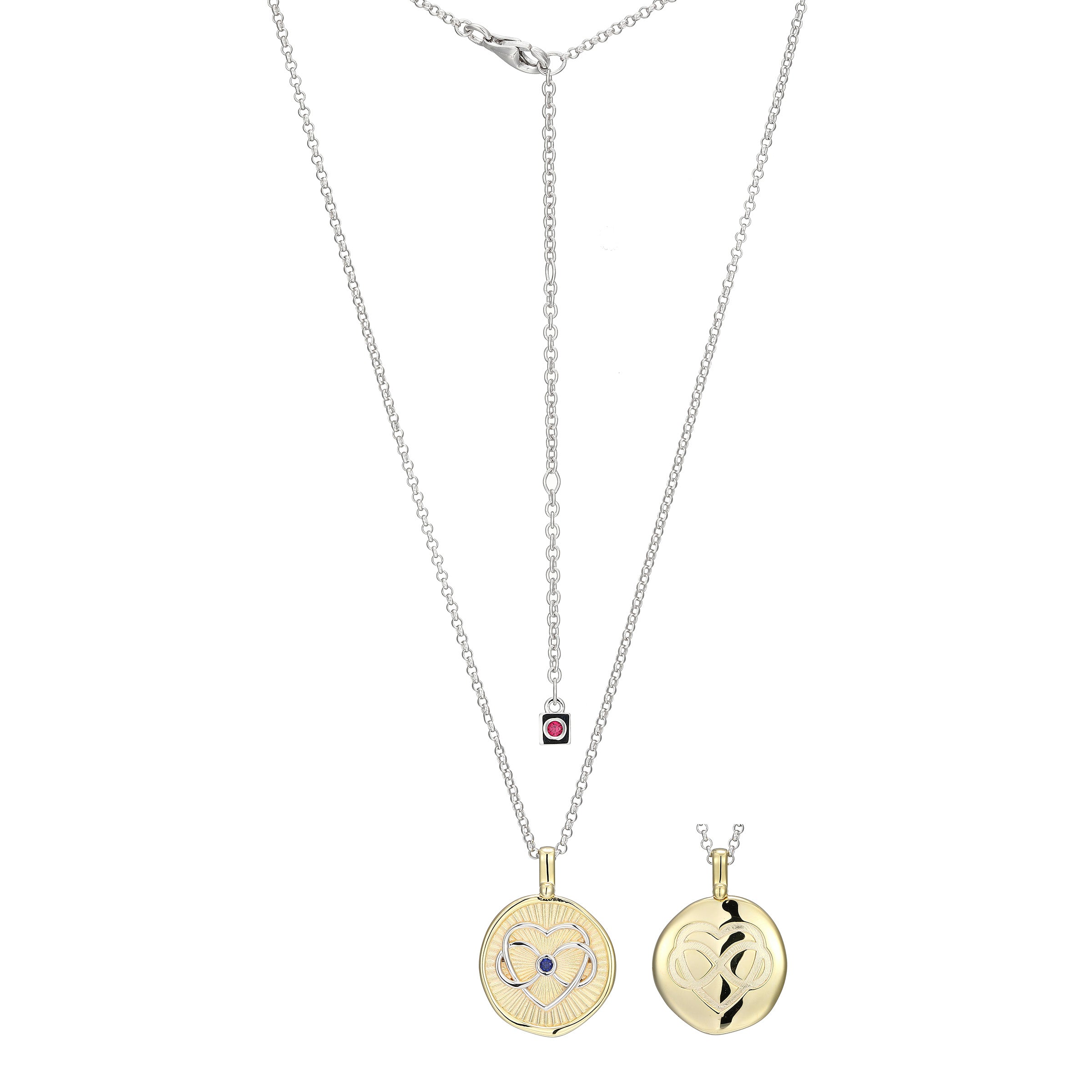 LN0264 - Bohemian Heart Lab-Created Sapphire Reversible Pendant Necklace