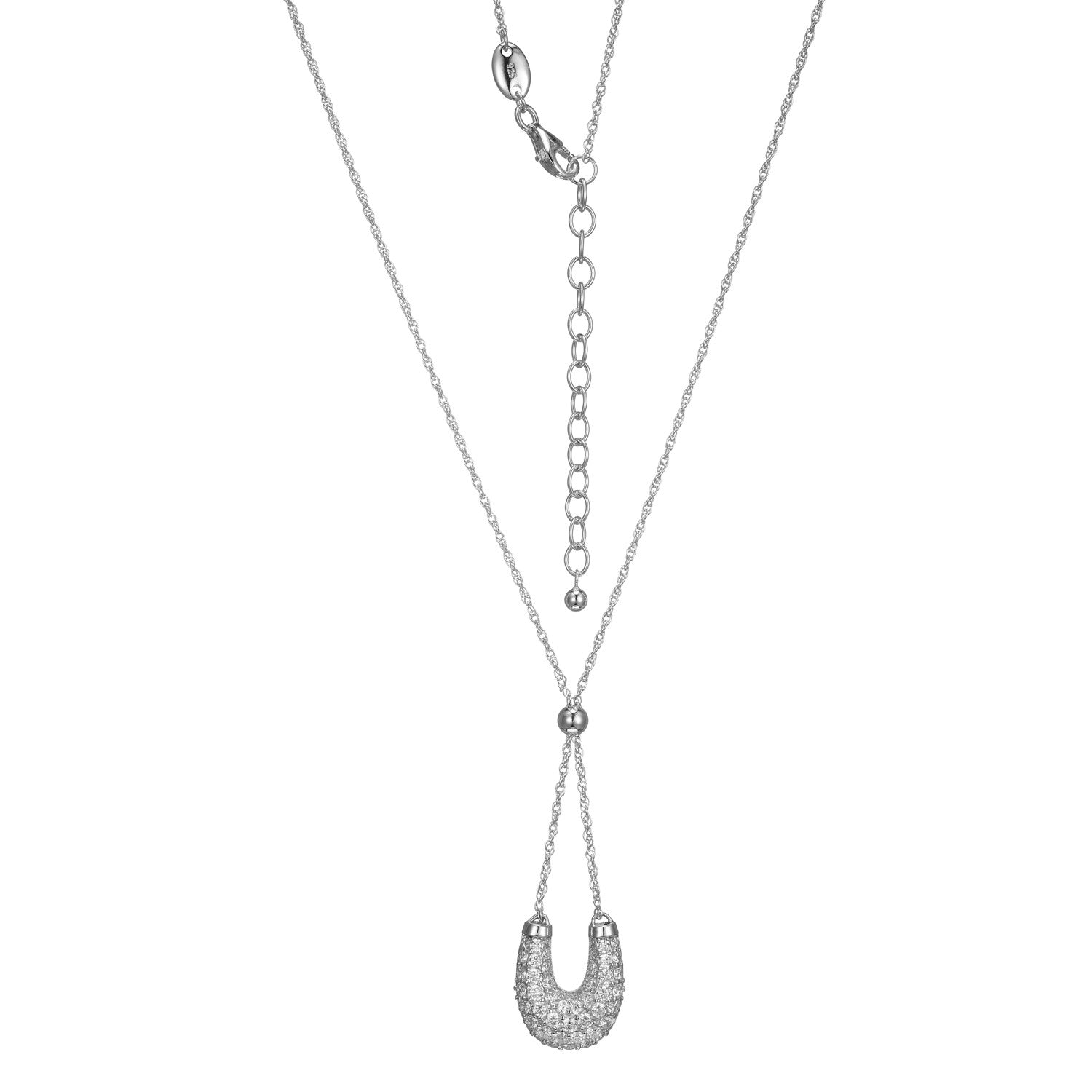 This Necklace From Charles Garnier's Serena Collection Showcases A Sophisticated Design With A Sparkling Cubic Zirconia Pendant Set In Sterling Silver With Rhodium Finish. The 17â€ Rope Chain With A 2â€ Extender Offers Versatility In Length.