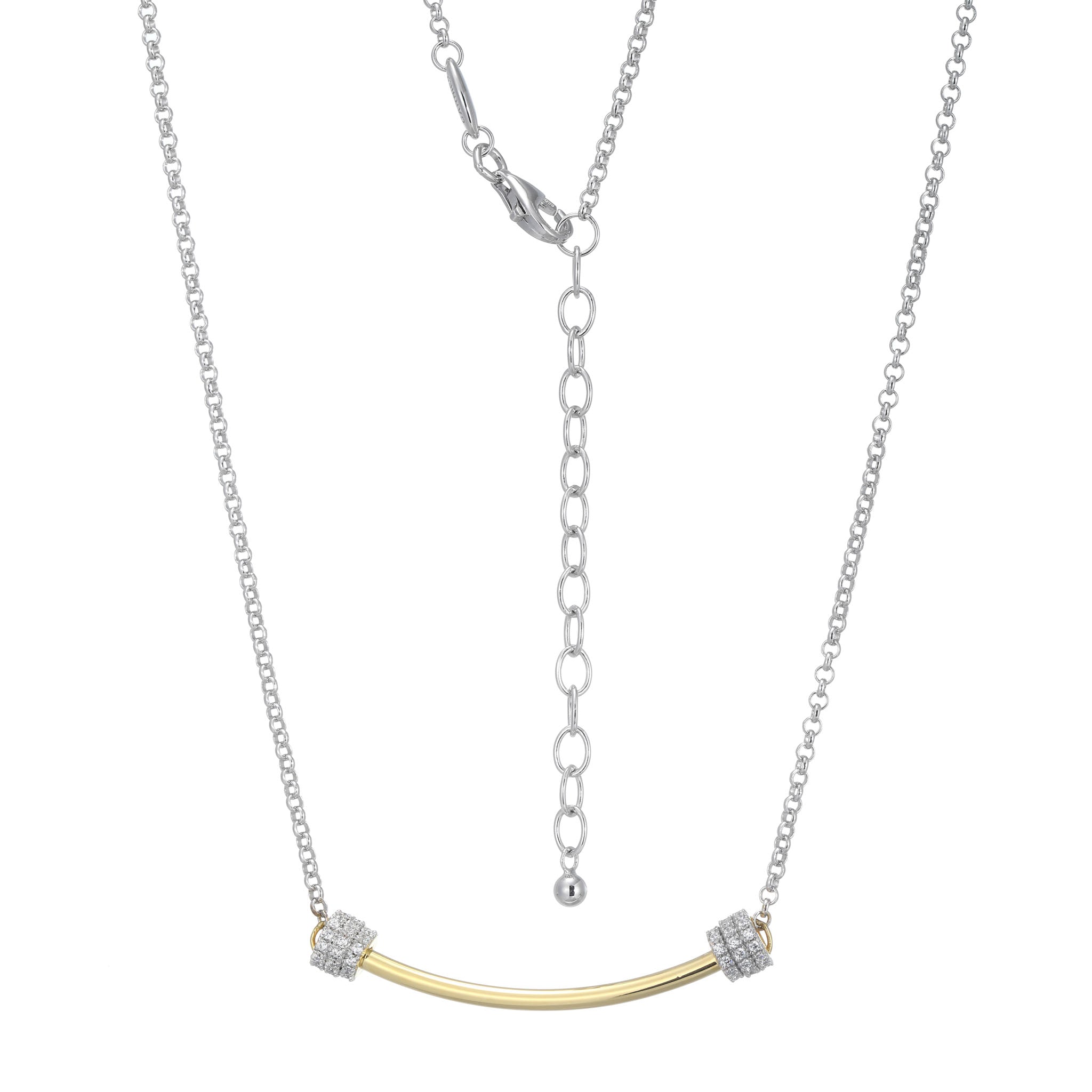 This Modern Necklace Combines Polished Precious Metals, Intricate Detailing, And Gleaming Cubic Zirconia. Meticulously Crafted, It Reflects Contemporary French Artisanal Design. Pair It With The Matching Earrings And Cuff Bracelet For A Harmonious Set.