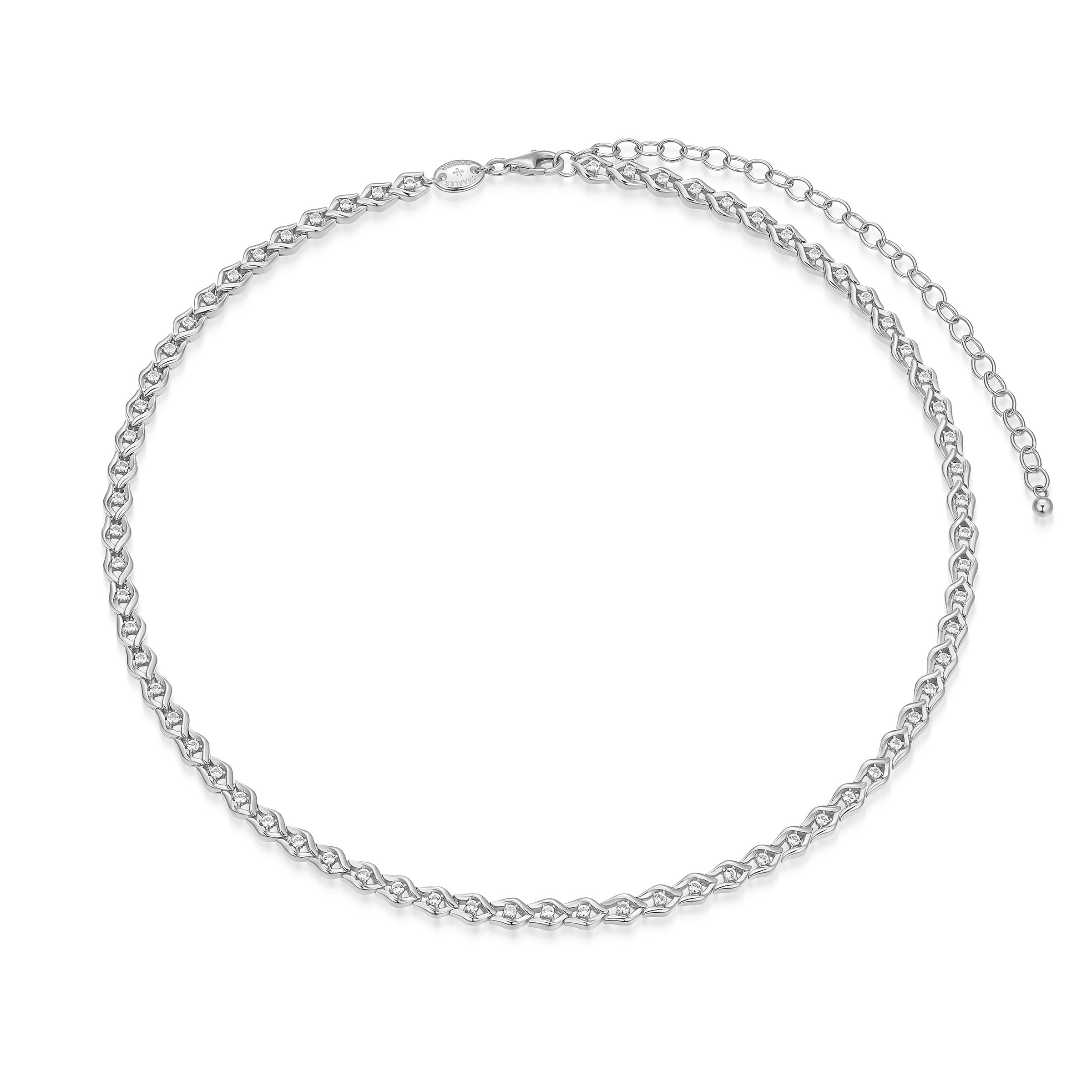 CN0191 - Intertwined Created White Sapphire Line Necklace