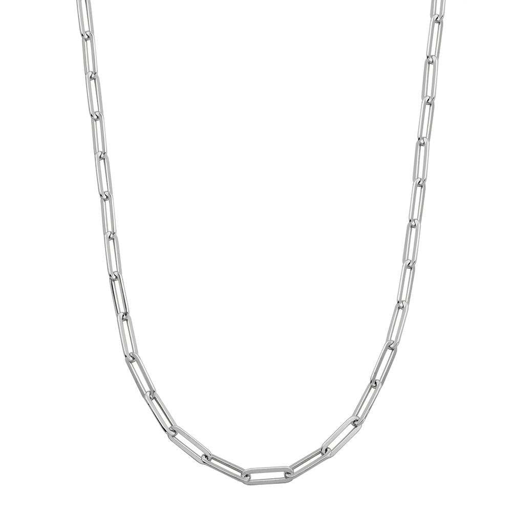Sterling Silver Necklace Made With Paperclip Chain (5Mm), Measures 17" Long, Plus 2" Extender For Adjustable Length, Rhodium Finish