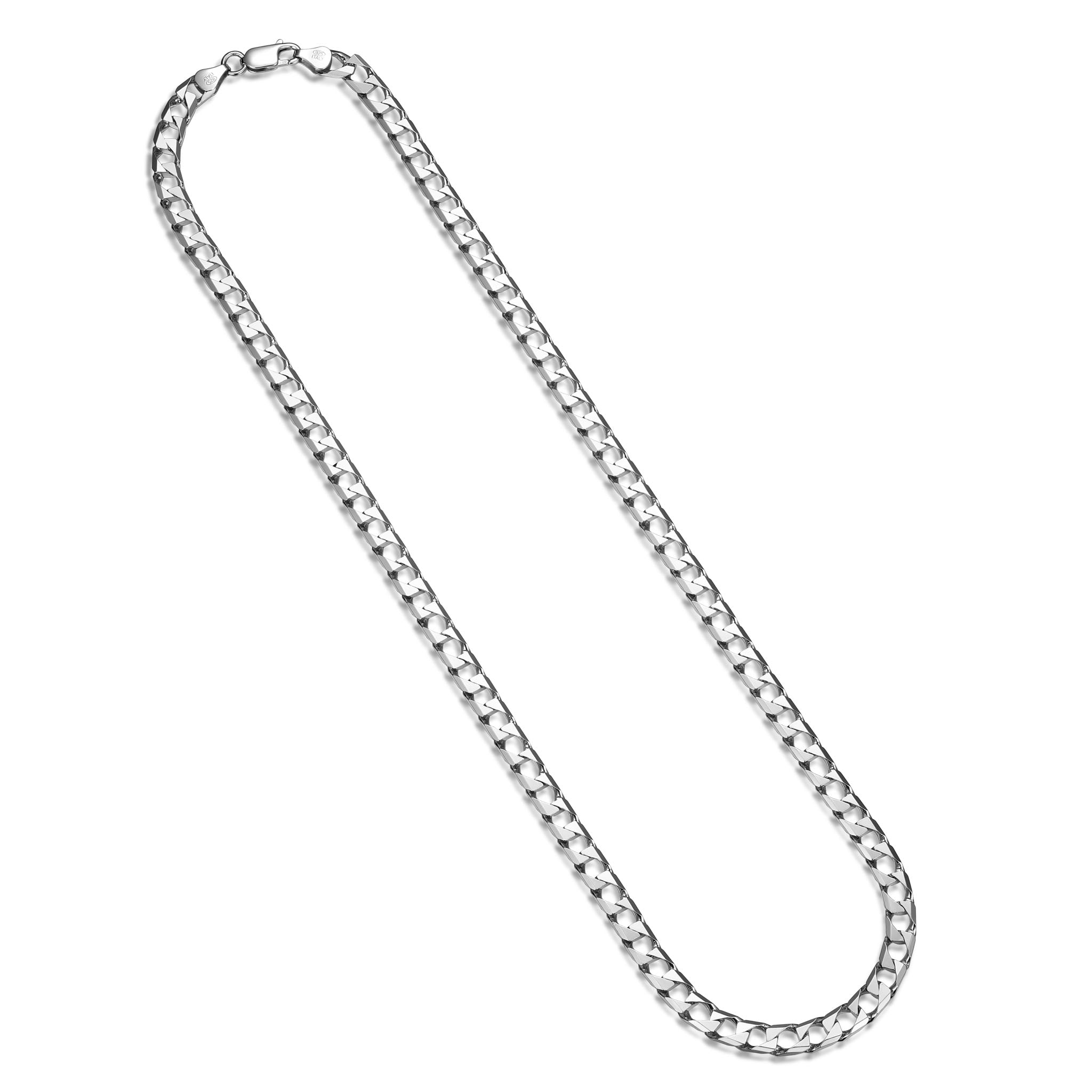 UN3420 - Italian Chain Rhodium Plated Square Curb Chain Necklace  -  20"