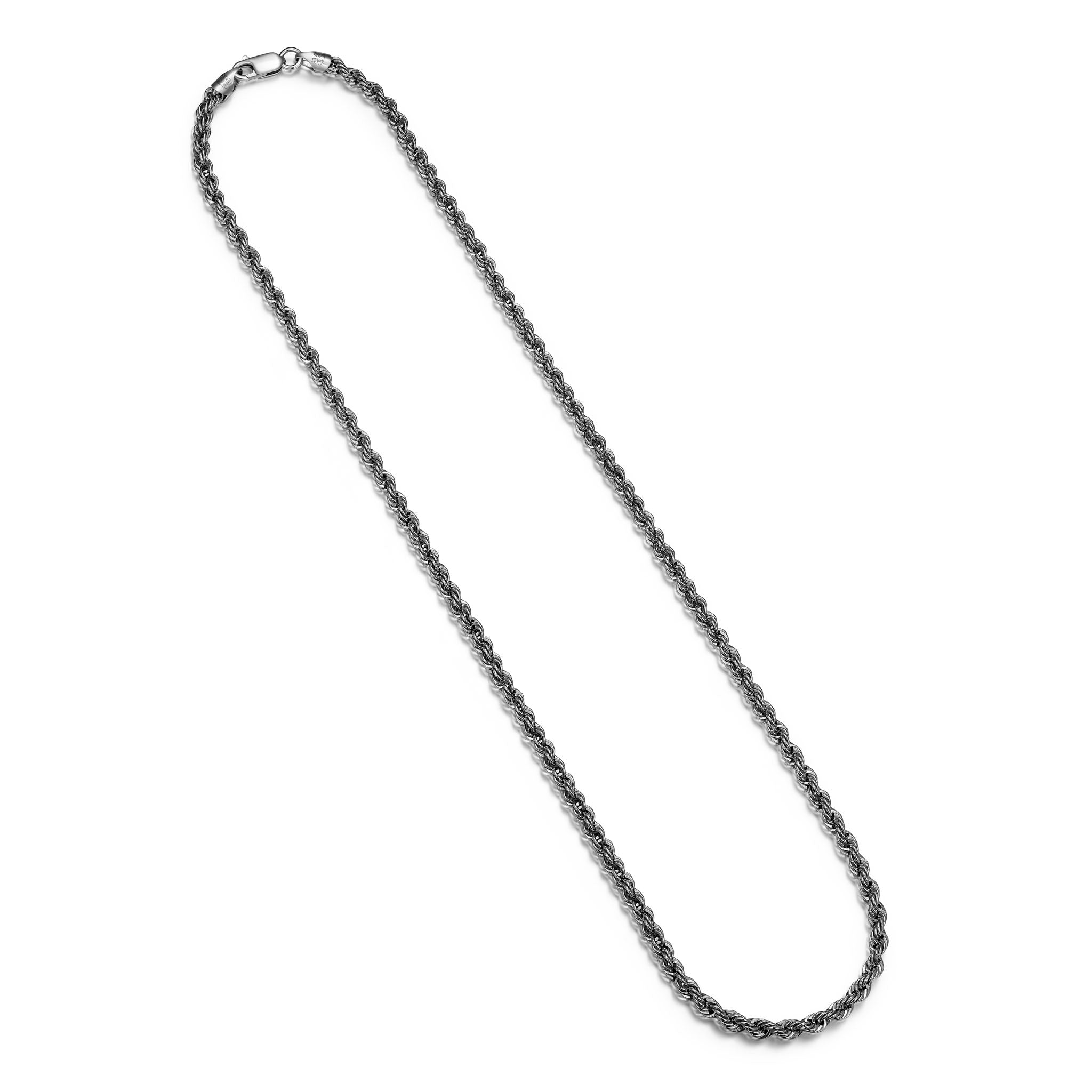 UN4020 - Italian Chain Rhodium Plated Silk Rope Chain Necklace  -  20"