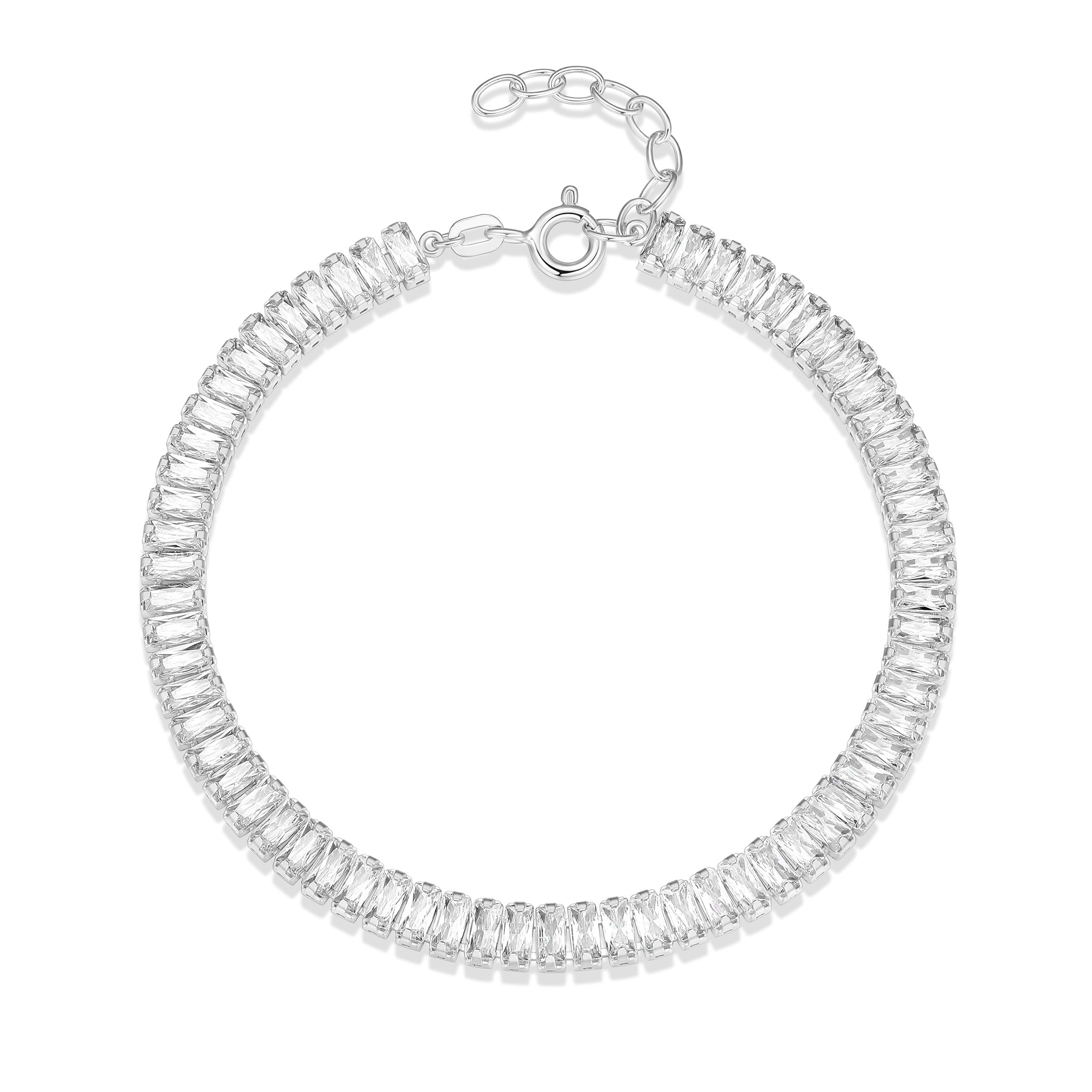 Diamondlite Cz 4X2Mm Baguette Tennis Bracelet In Sterling Silver. 6.75+1".