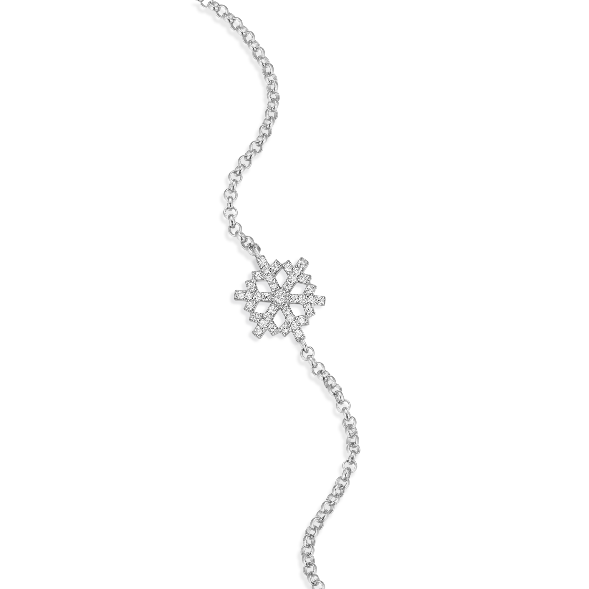 BB0043W - Snowflake Bolo Bracelet in Rhodium-Plated Sterling Silver