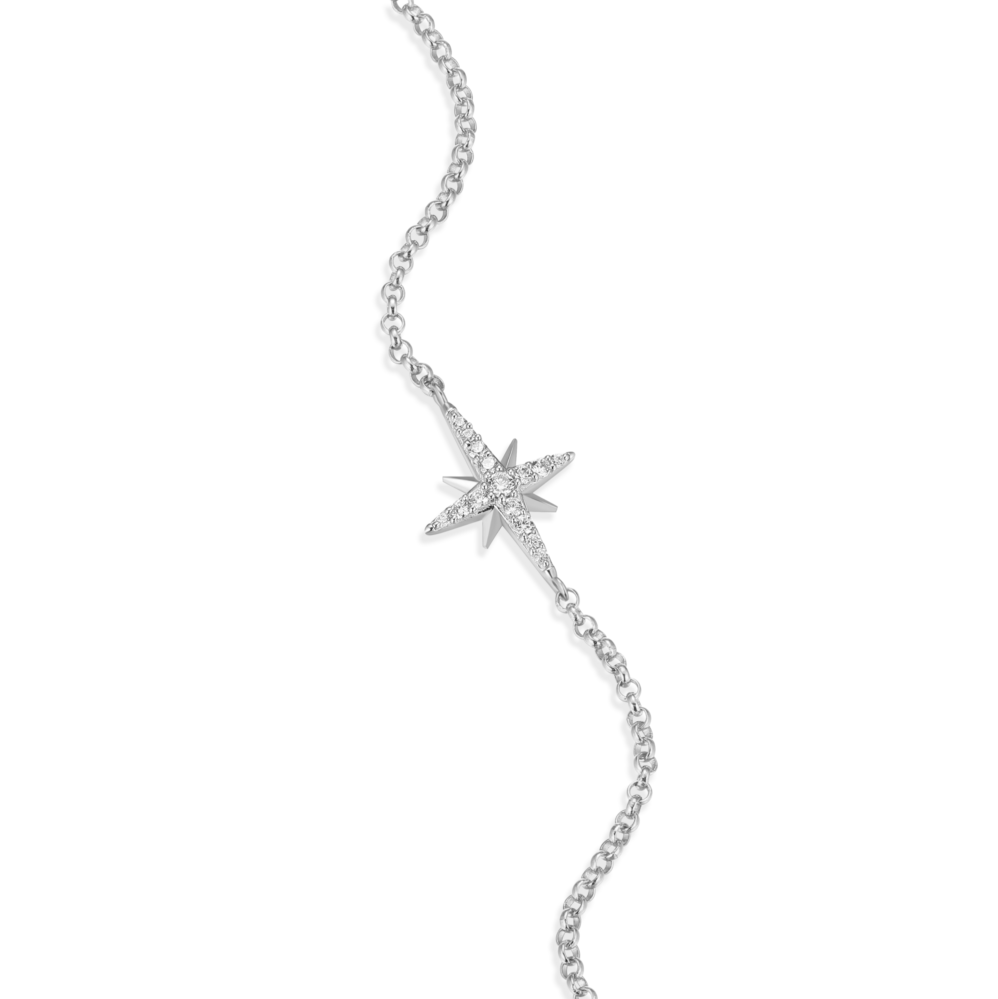 BB0027W - Cardinal Points Bolo Bracelet in Rhodium-Plated Sterling Silver