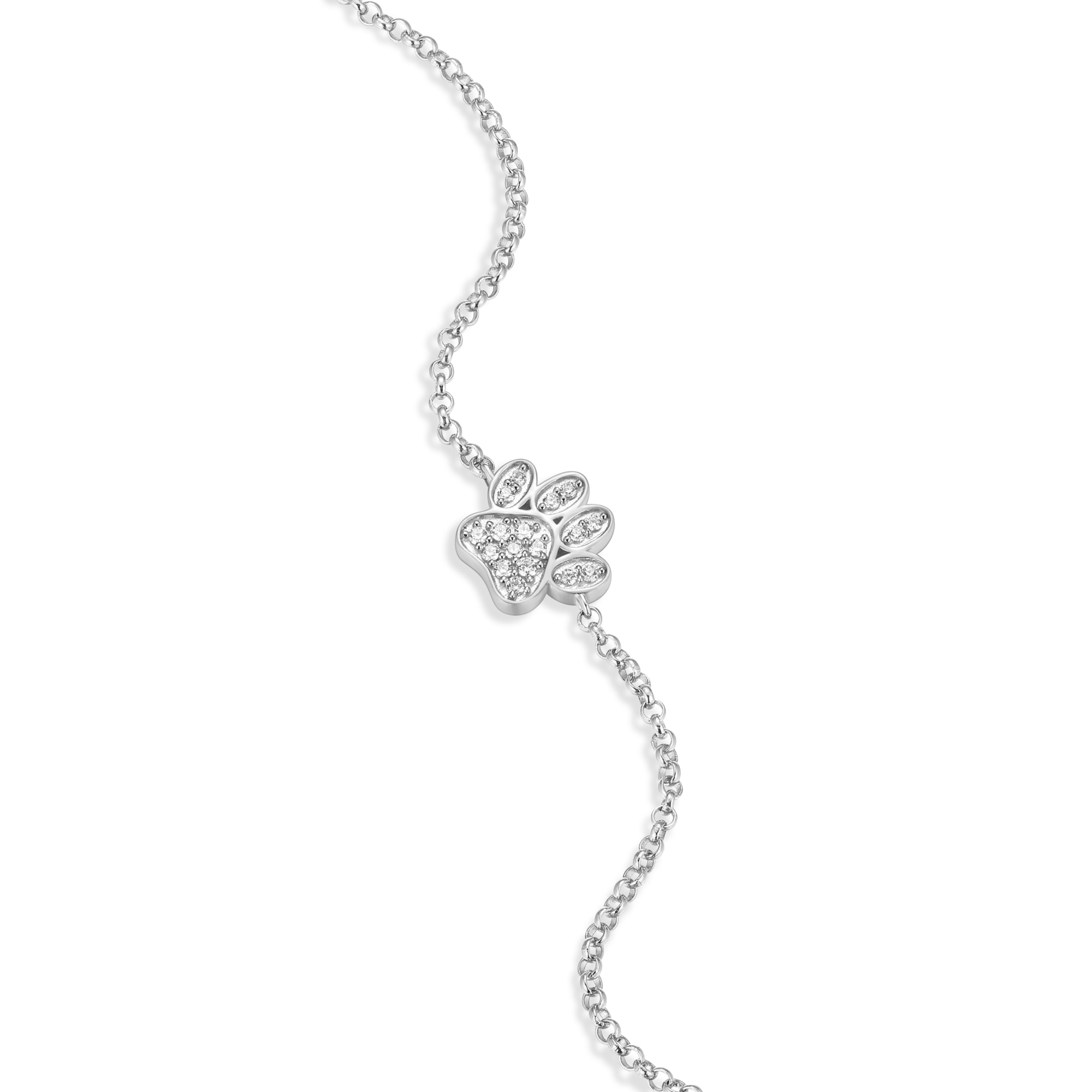 BB0032W - Paw Print Bolo Bracelet in Rhodium-Plated Sterling Silver