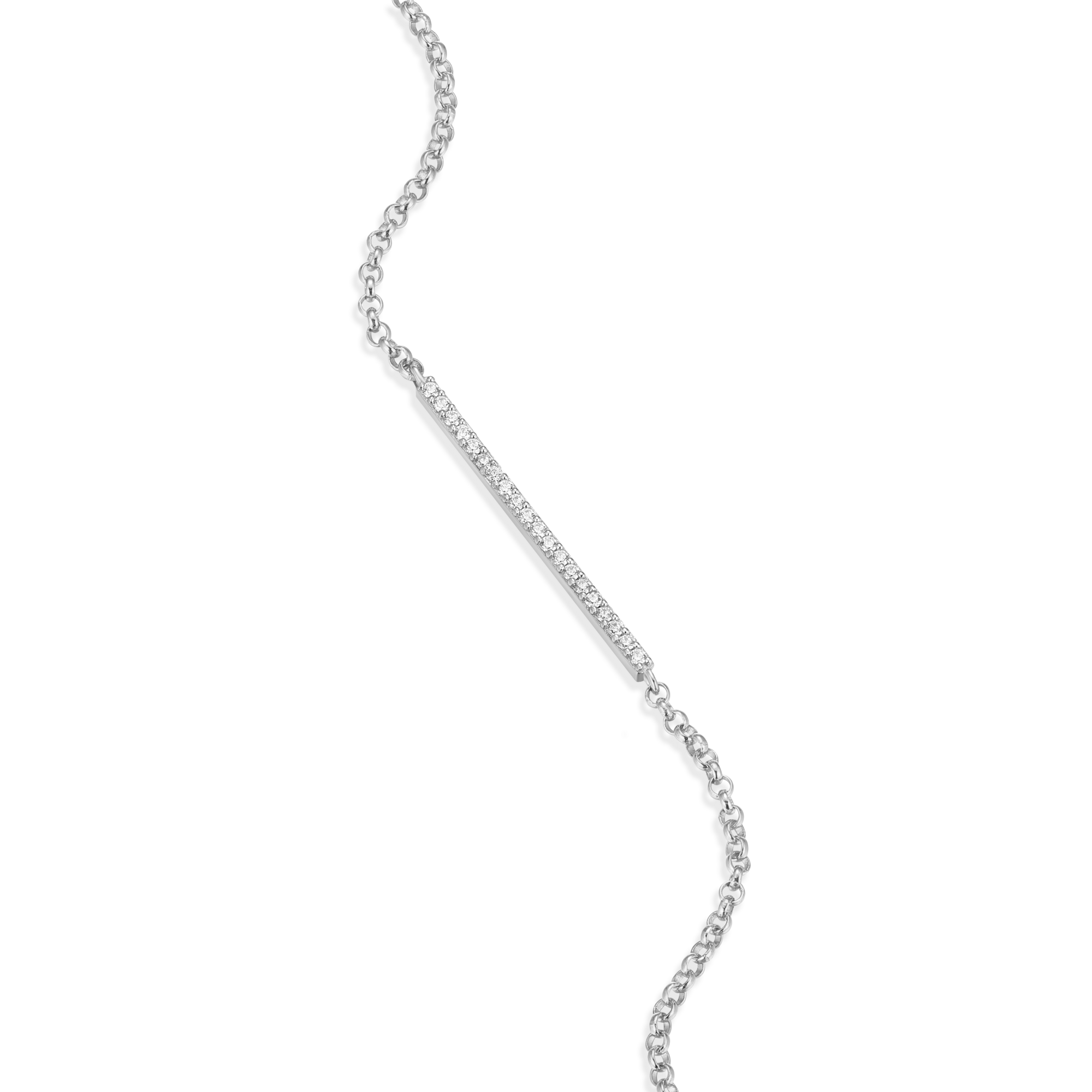 BB0095W - Pave Bar Bolo Bracelet in Rhodium-Plated Sterling Silver
