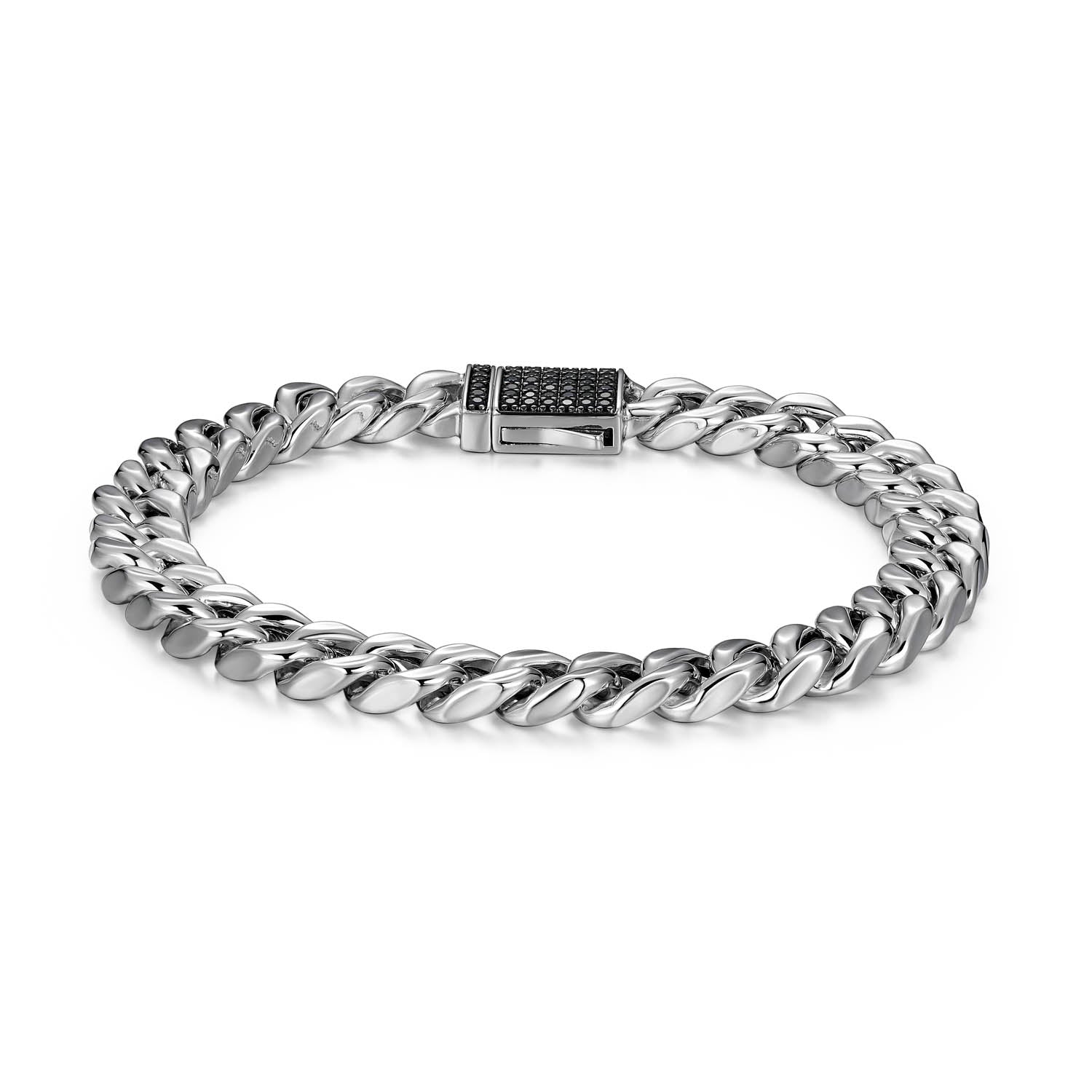 UB0052 - Links Gunmetal Rhodium Finish Sterling Silver Bracelet
