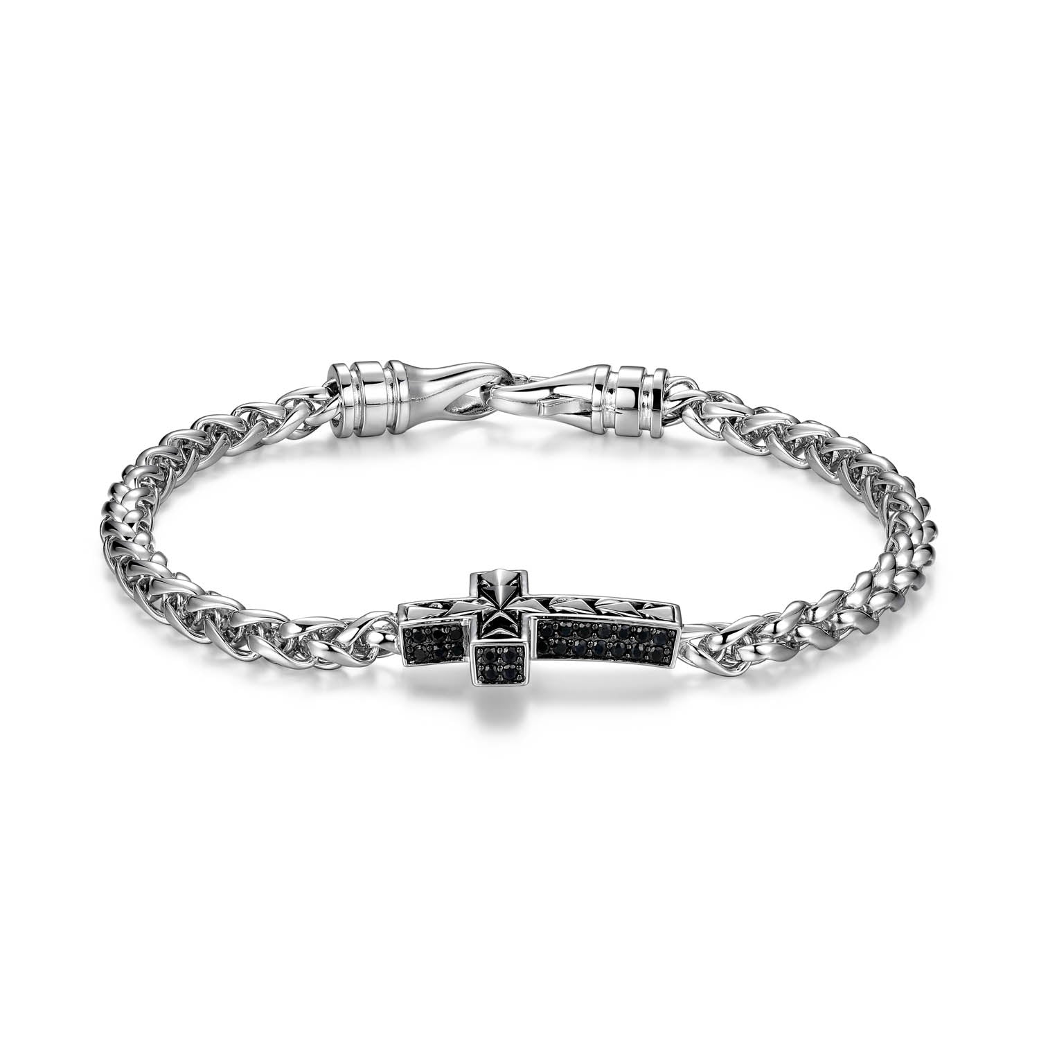 UB0053 - Links Gunmetal Rhodium Finish Sterling Silver Bracelet
