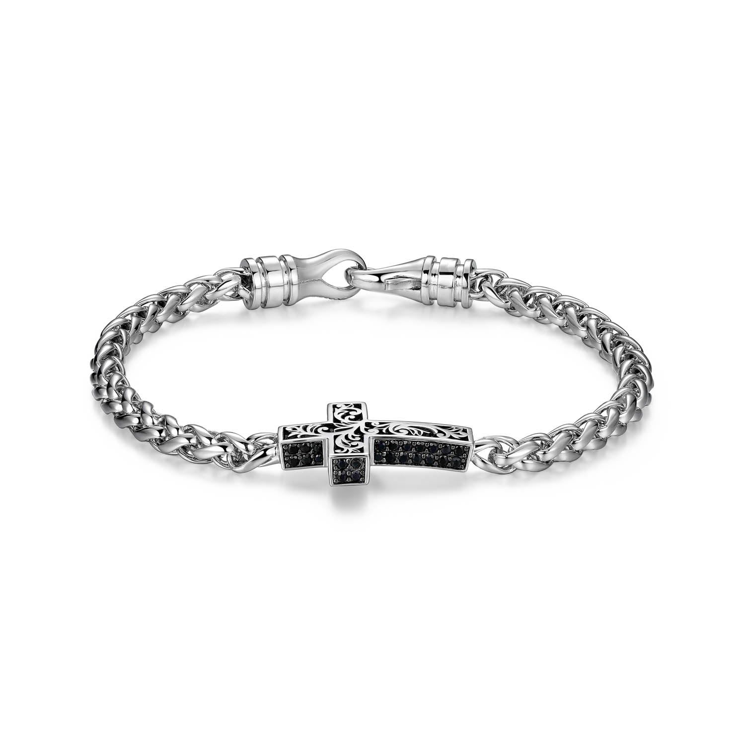 UB0054 - Links Gunmetal Rhodium Finish Sterling Silver Bracelet
