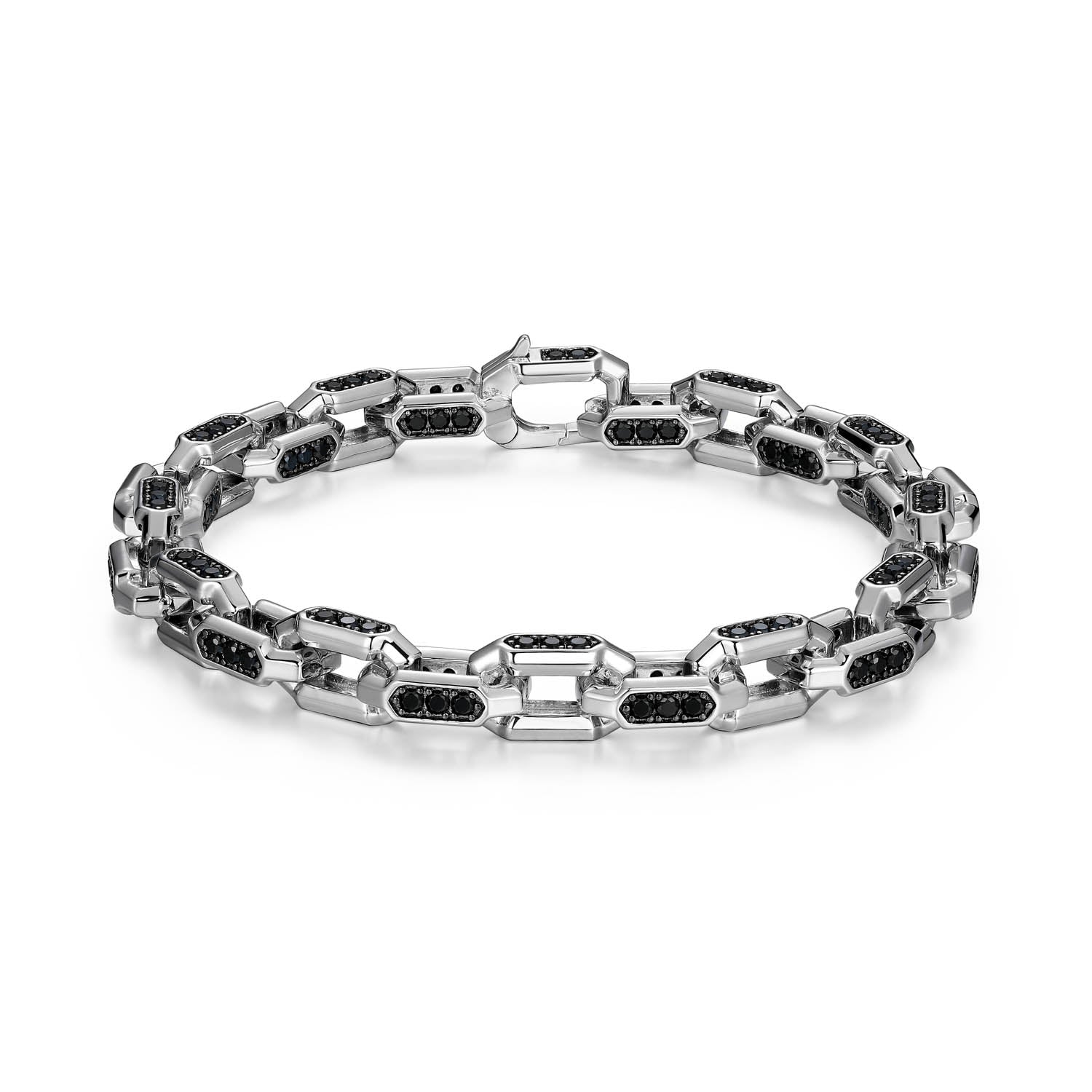UB0055 - Links Gunmetal Rhodium Finish Sterling Silver Bracelet
