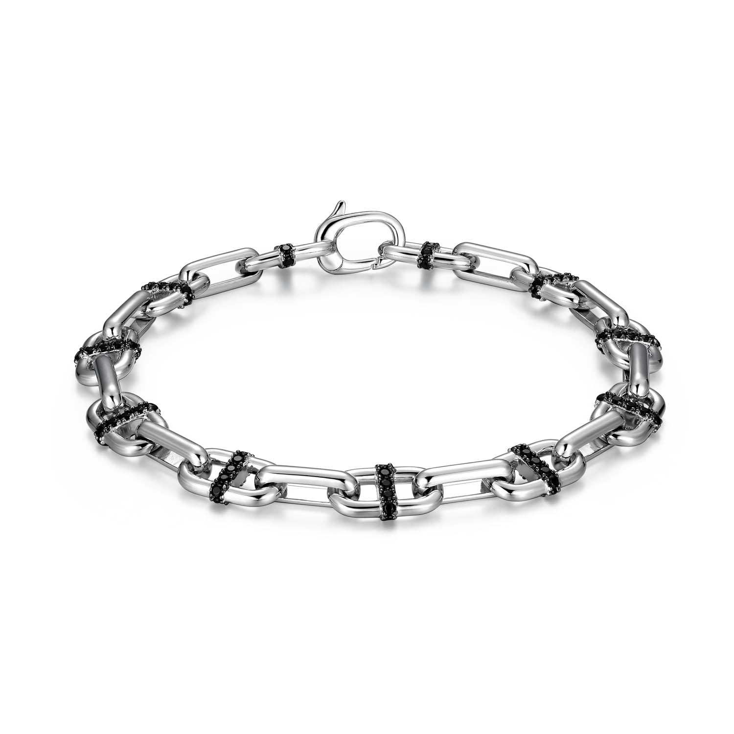 UB0056 - Links Gunmetal Rhodium Finish Sterling Silver Bracelet