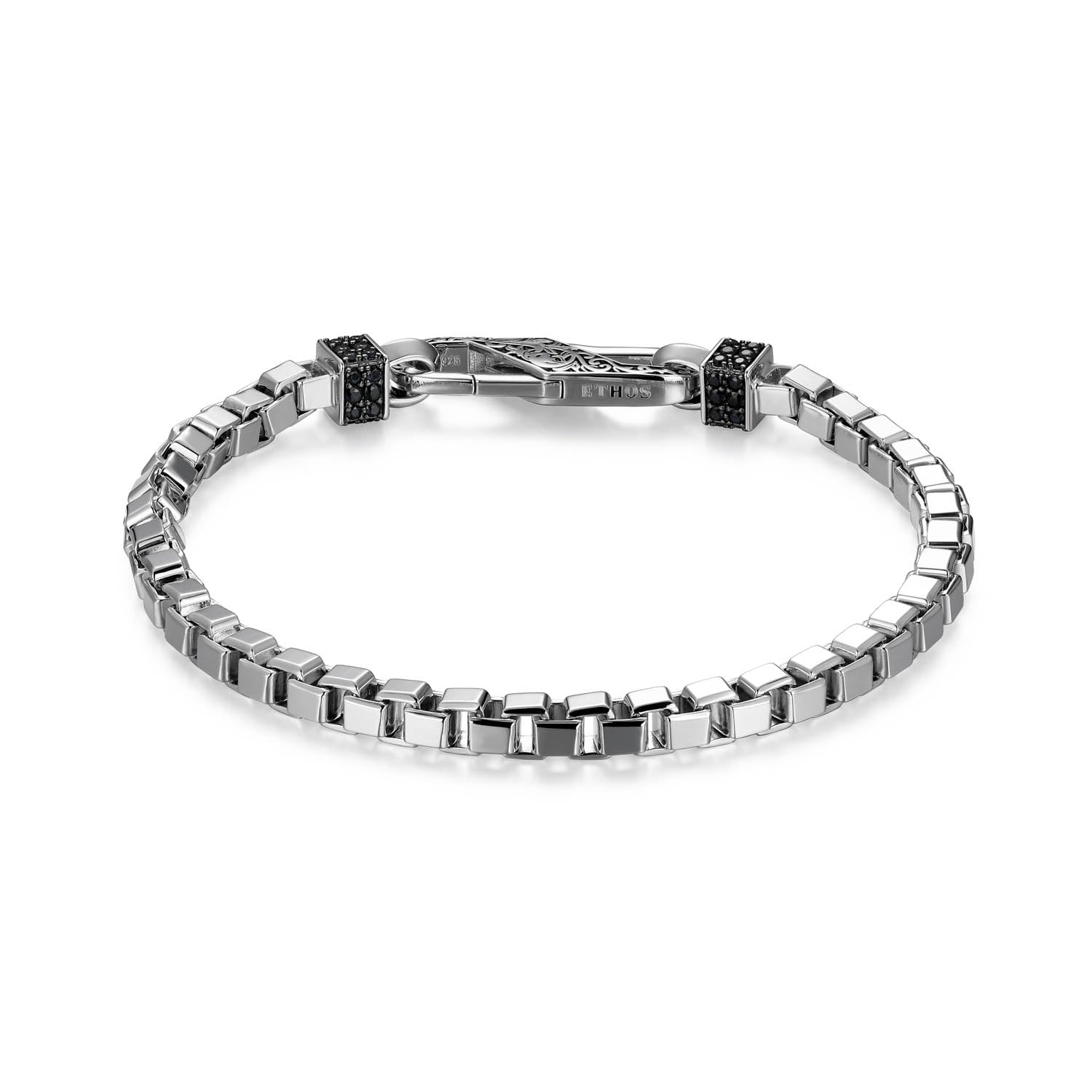 UB0057 - Links Gunmetal Rhodium Finish Sterling Silver Bracelet