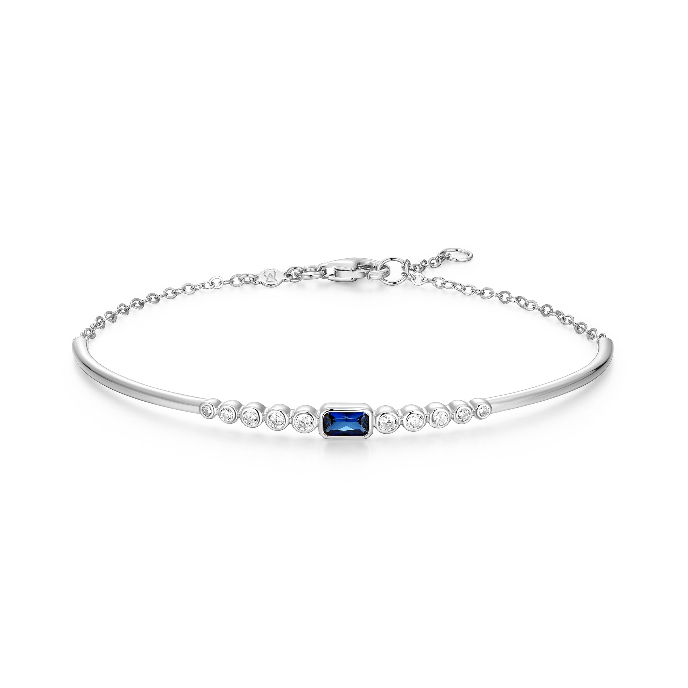 BB0252W - Lab-Created Blue Sapphire & Lab-Created Diamond Cuff Bracelet