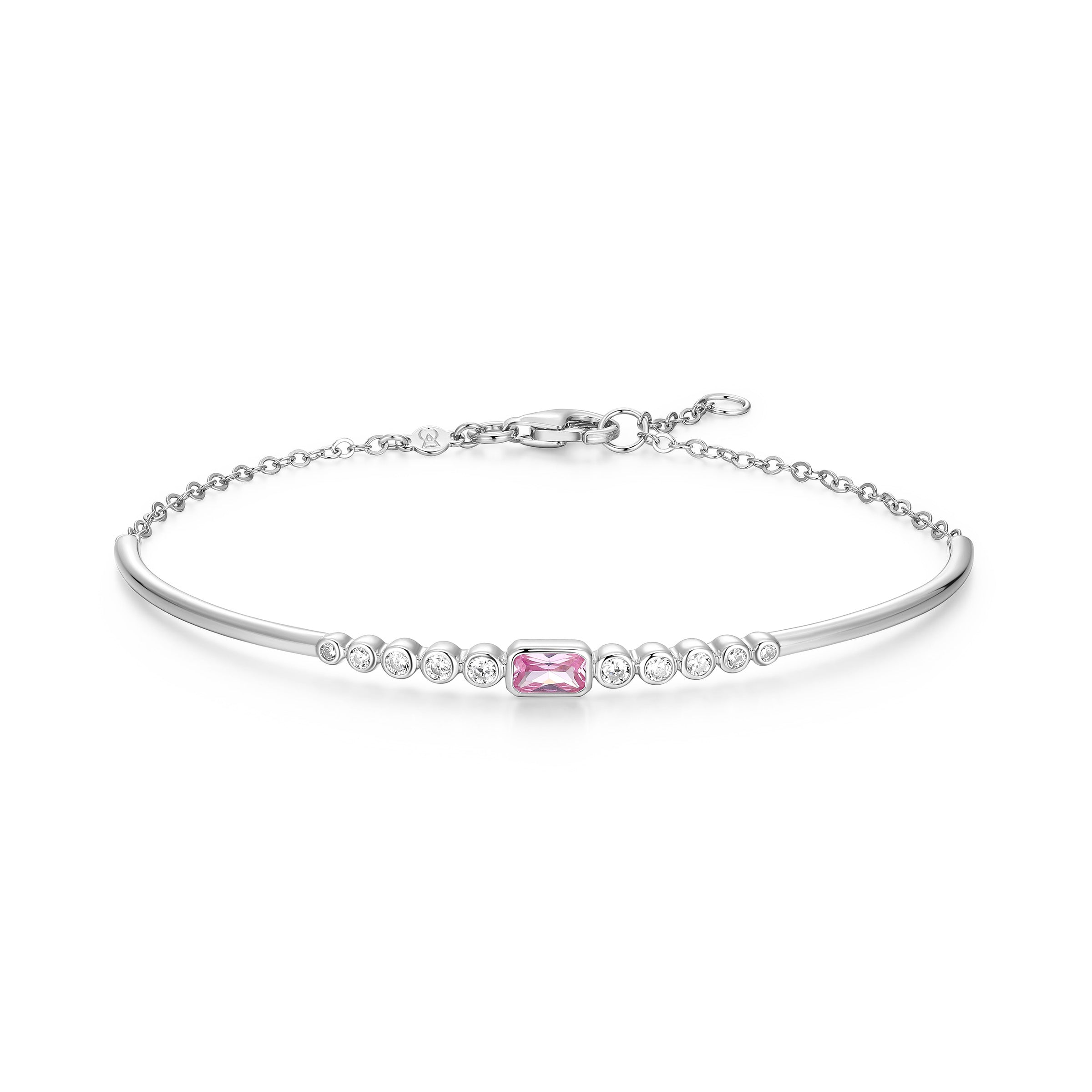 BB0253W - Lab-Created Pink Sapphire & Lab-Created Diamond Cuff Bracelet