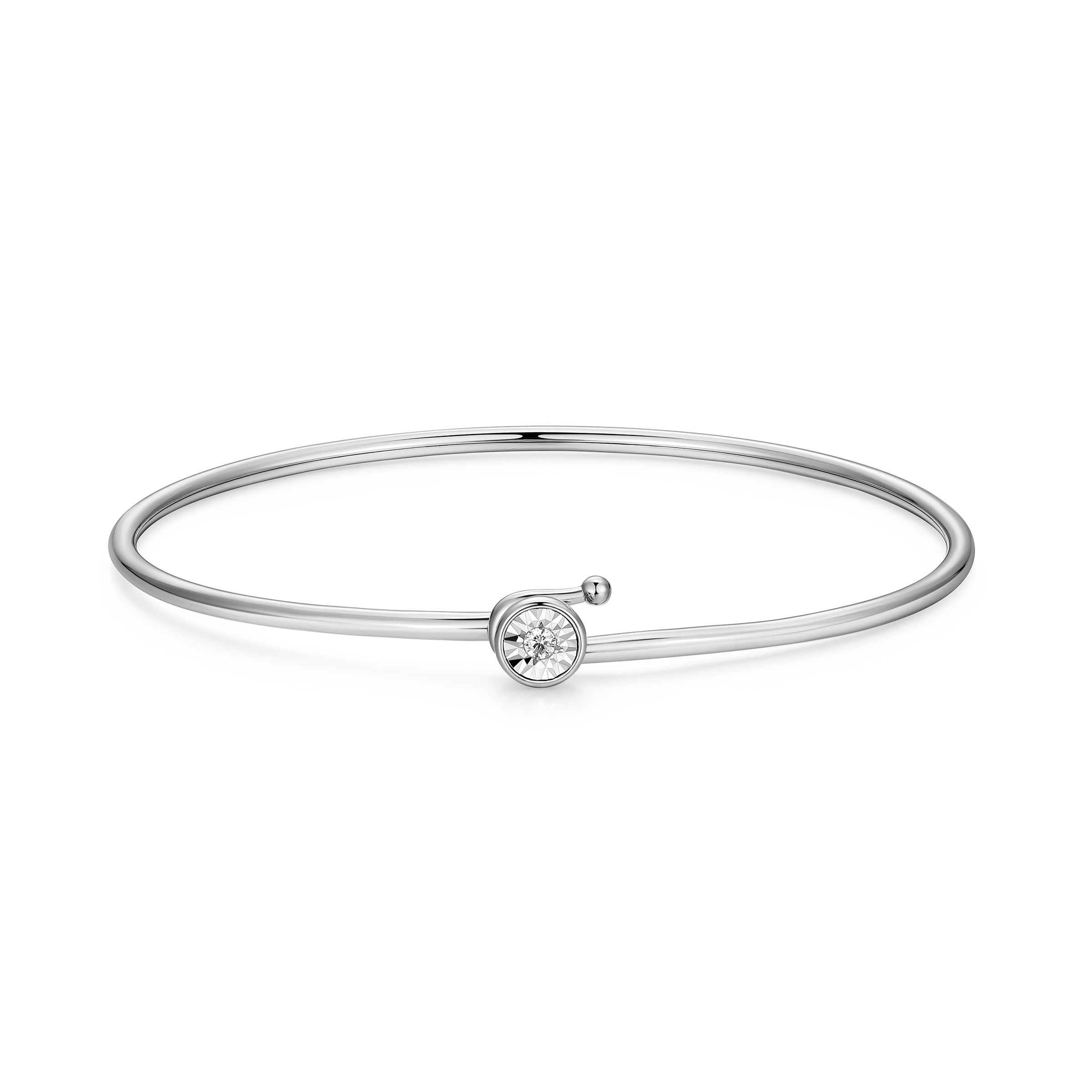 BB0258W - Bezel-Set Lab-Created Diamond Flex Bangle