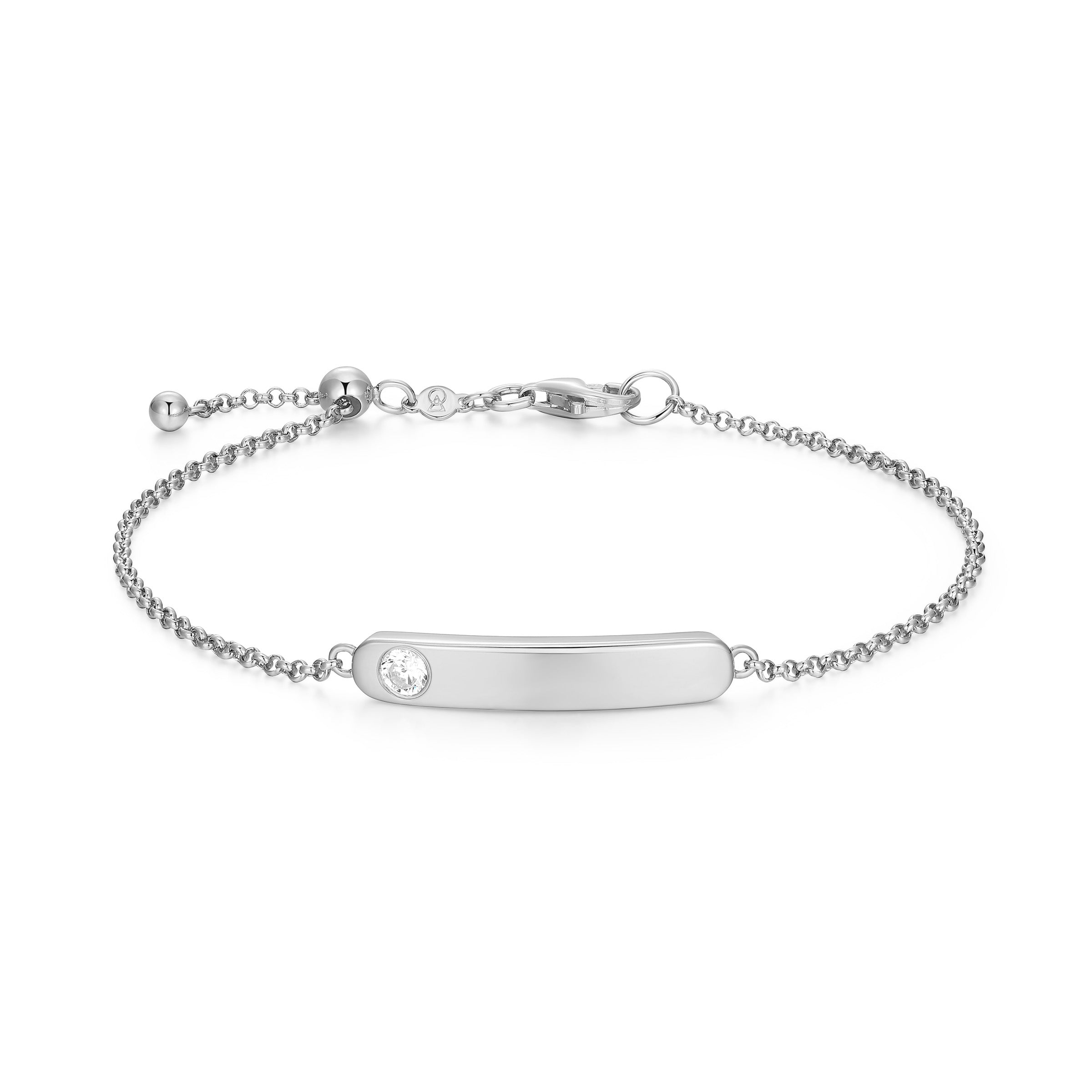 BB0265W - ID Bar with Bezel-Set Lab-Created Diamond Bolo Bracelet